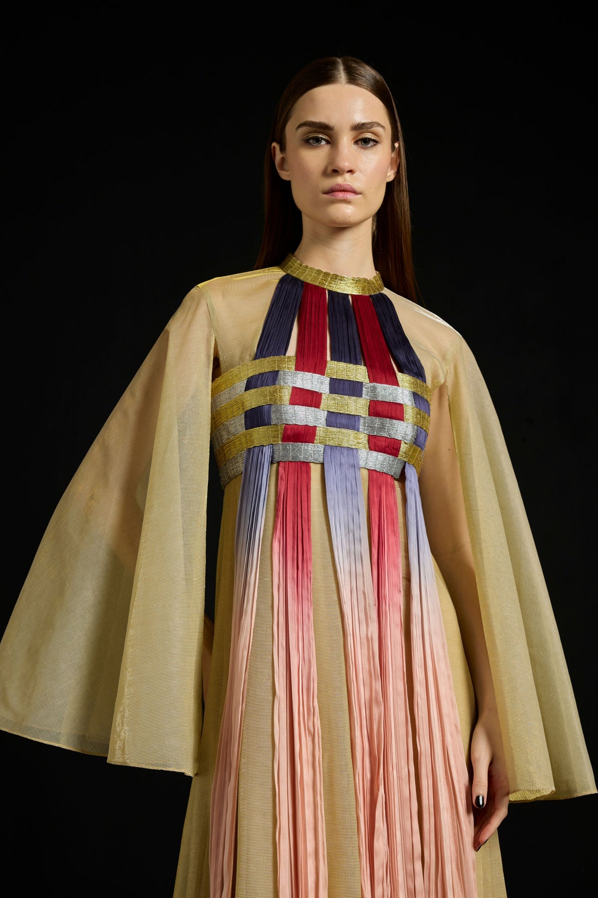 Interwoven Gradient Tulle Kaftan Dress