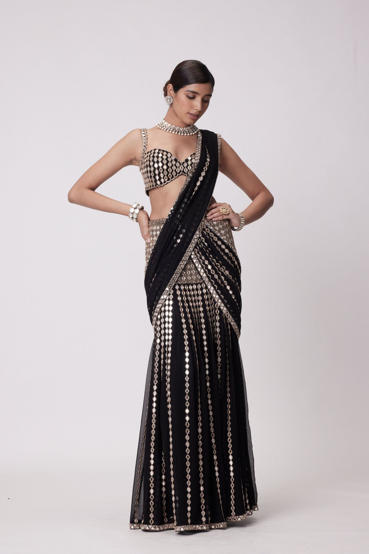 Black Saree Set