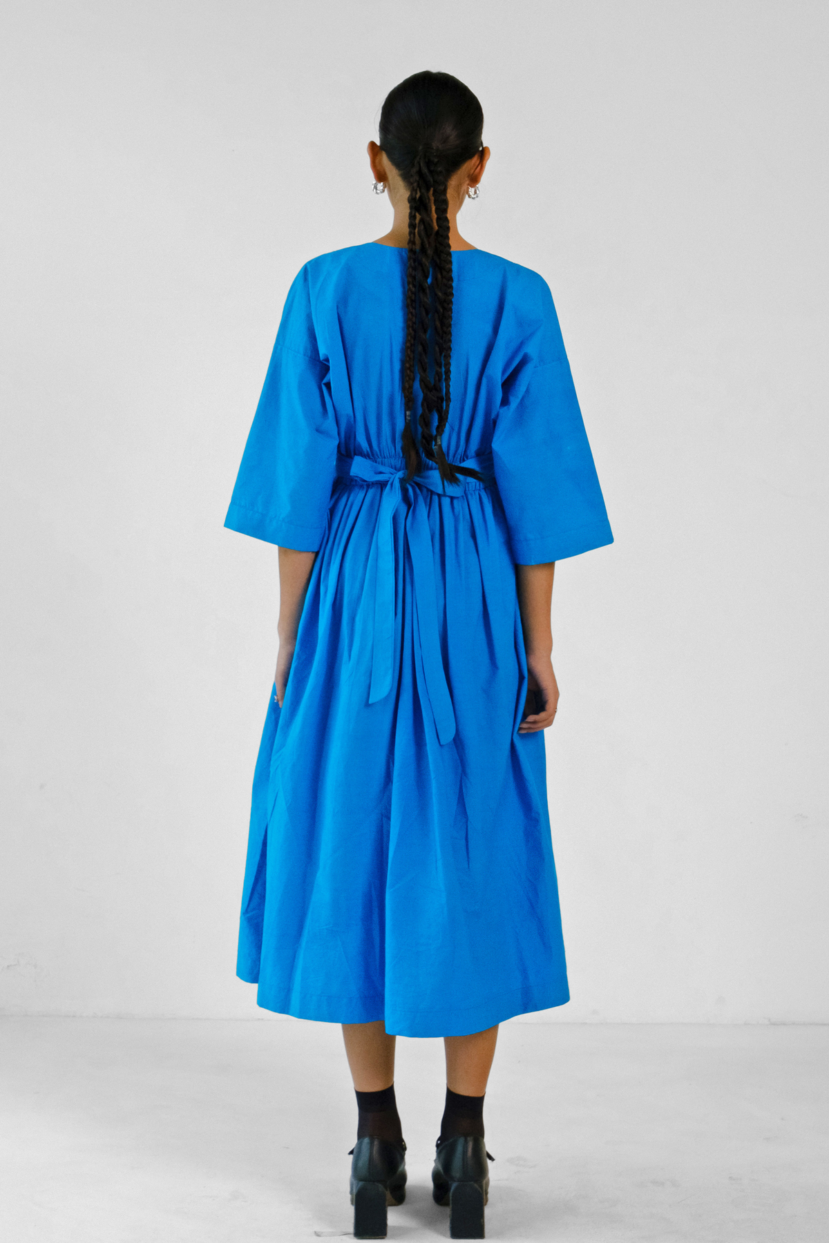 Blue Cotton Belt Dress