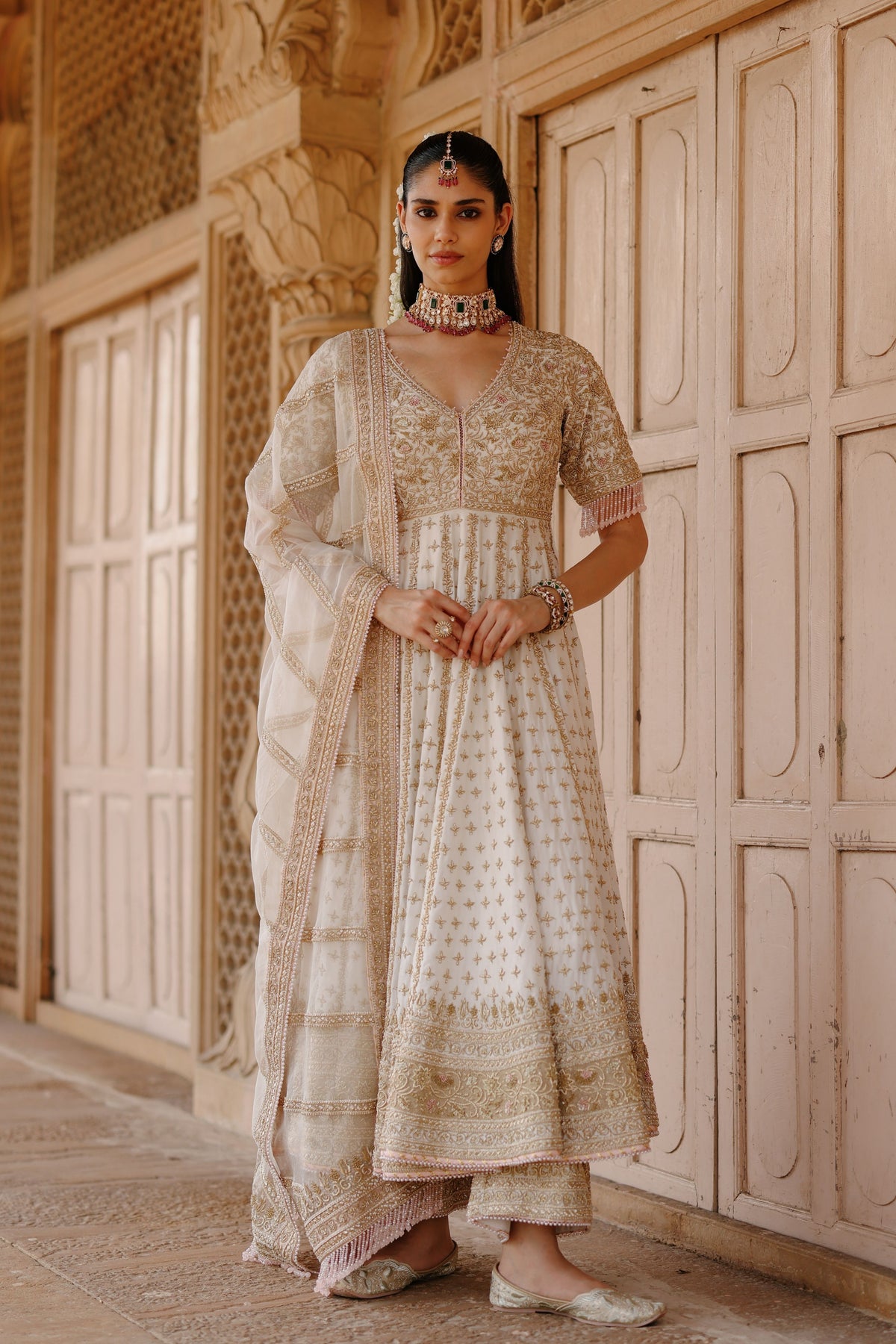Nafees Ivory Anarkali Set