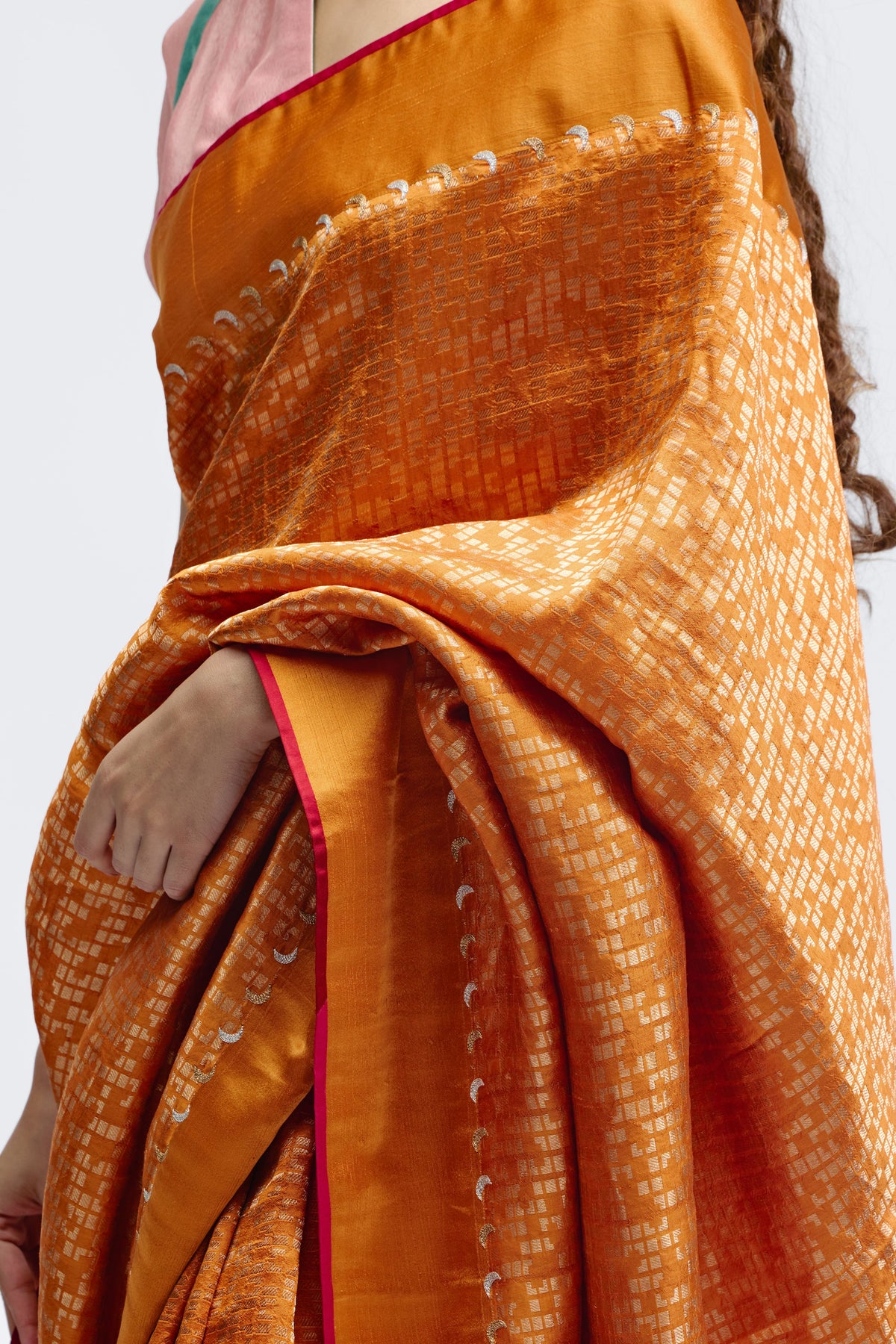 Chauk Chand Orange Silk Saree