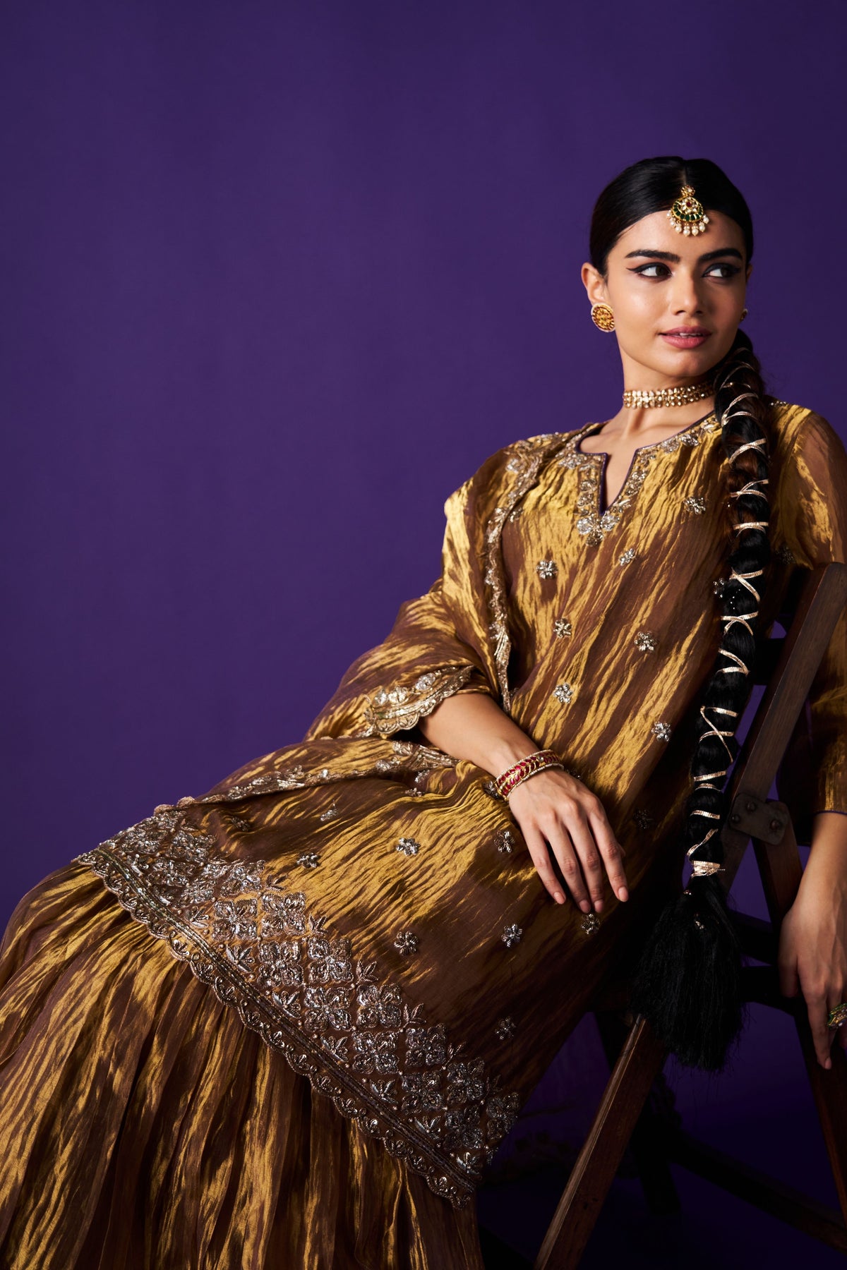 Golden Tissue Noor Sharara Set