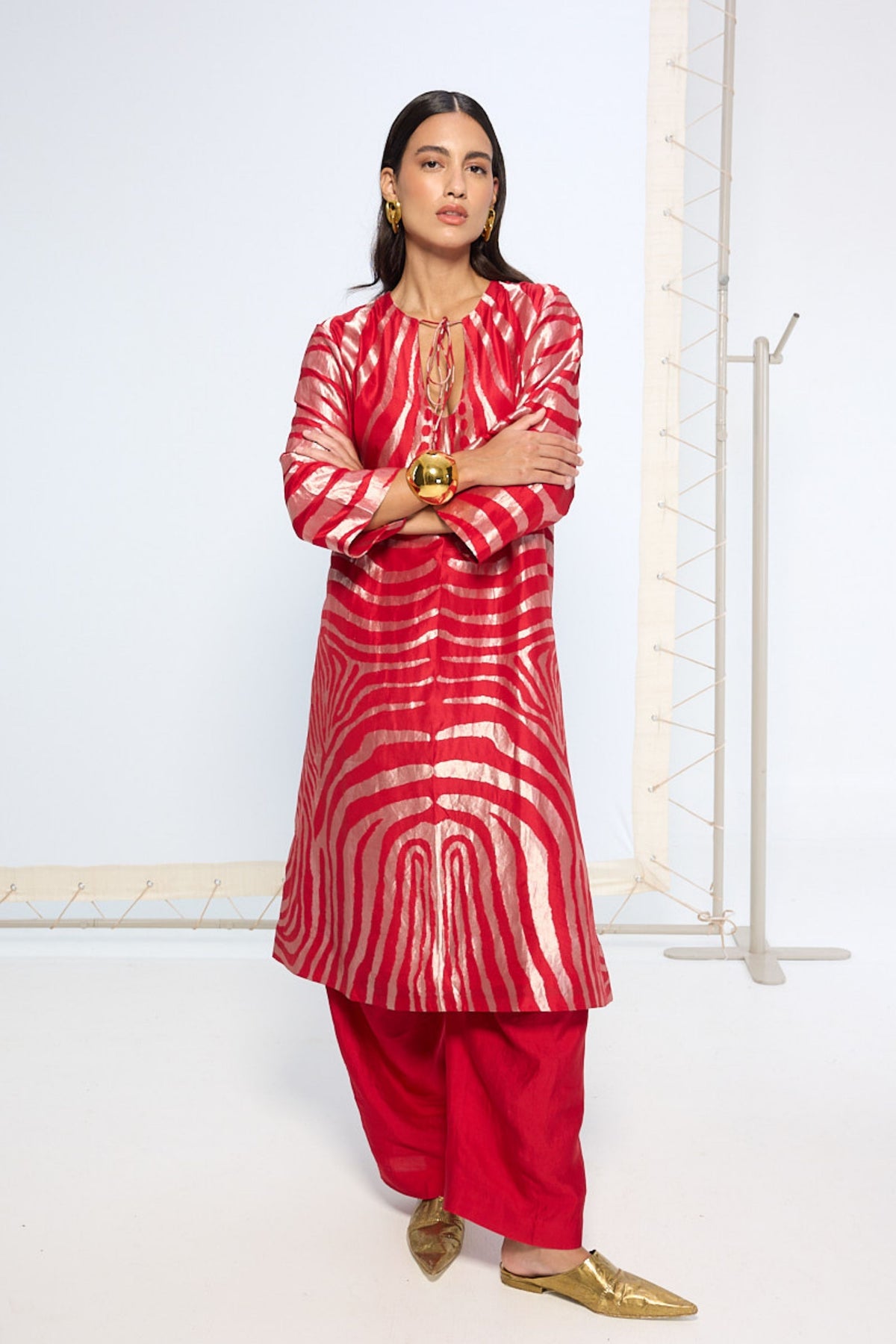 Handwoven Classic Red Kurta Set