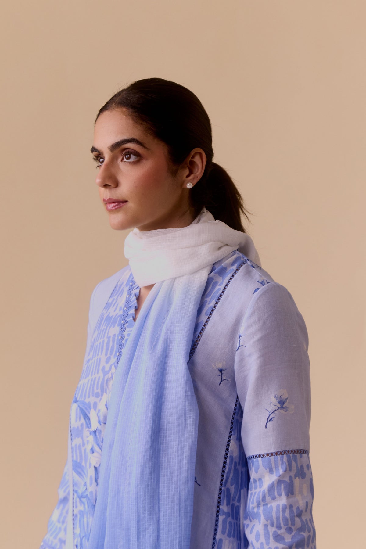 Farida Blue Print Kurta Set