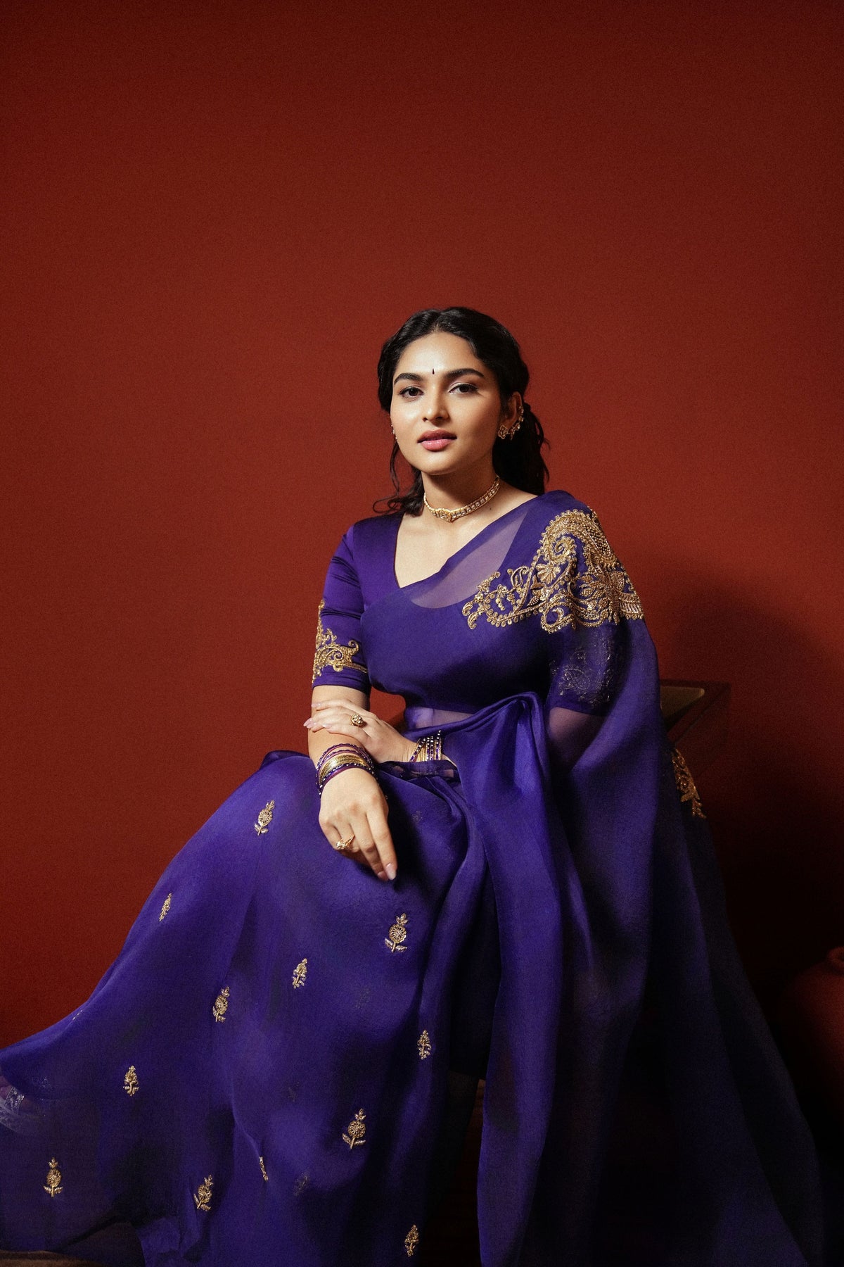 Kamli Zardozi Organza Saree Set
