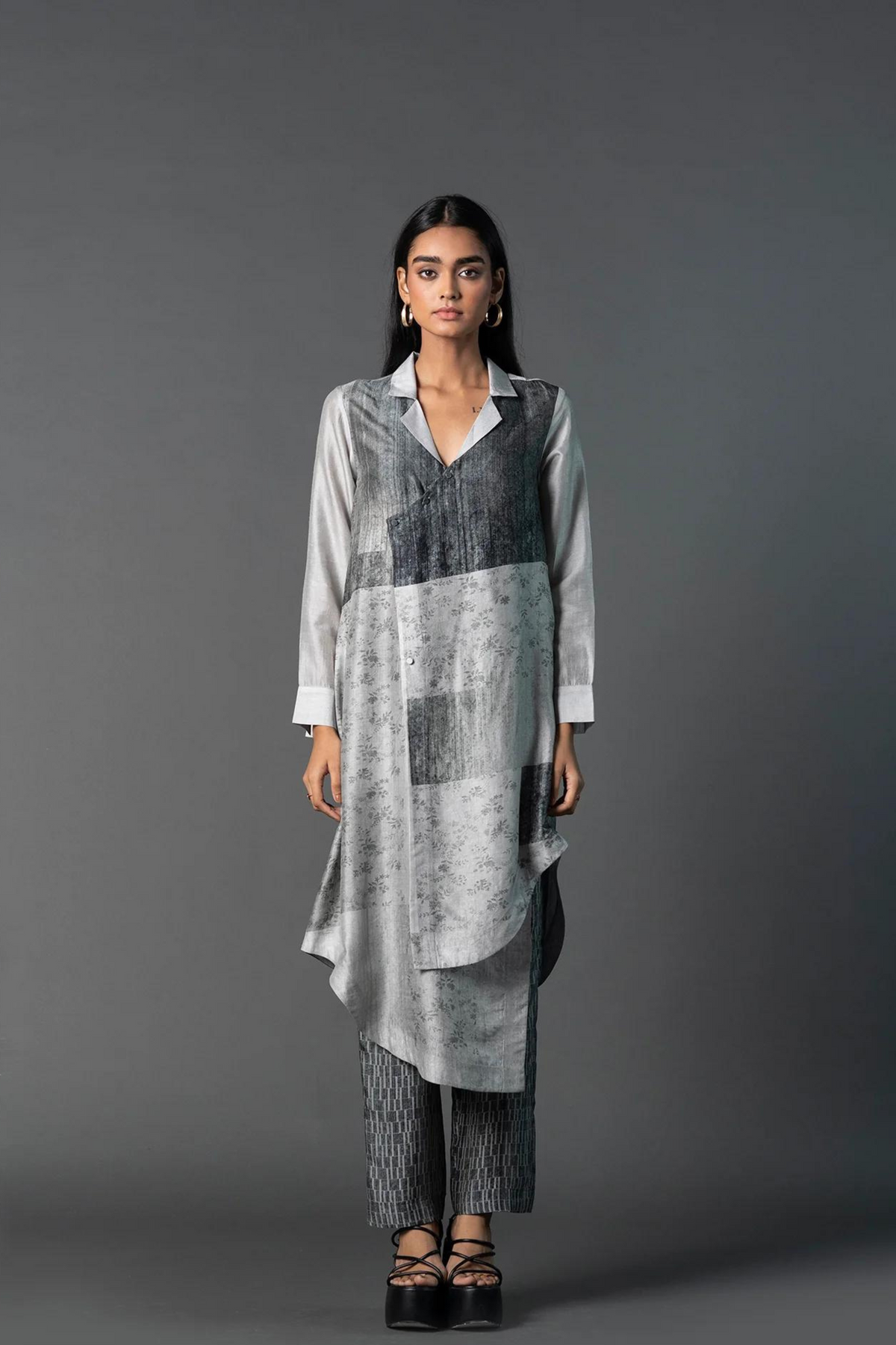 Black Silver Assymetric Tunic Set