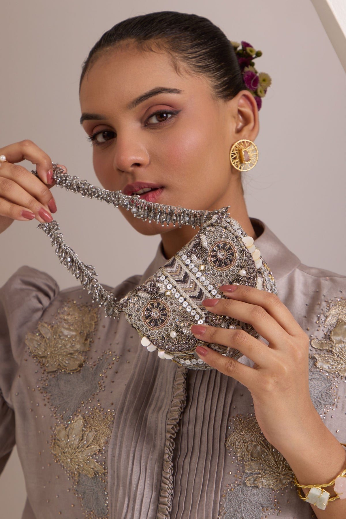 Rangrez Mini Vintage Silver Clutch