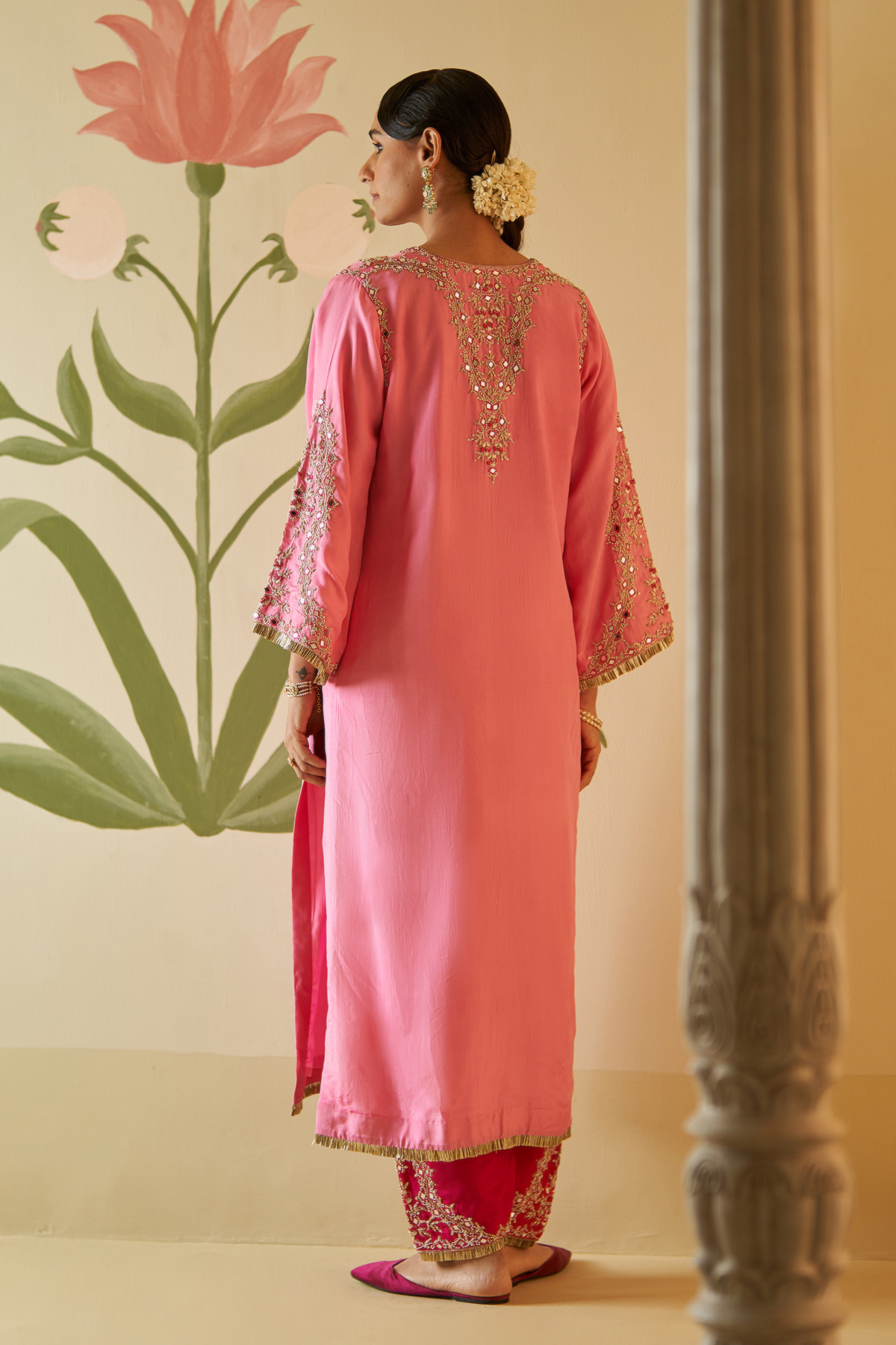 Pink Silk Choga Set