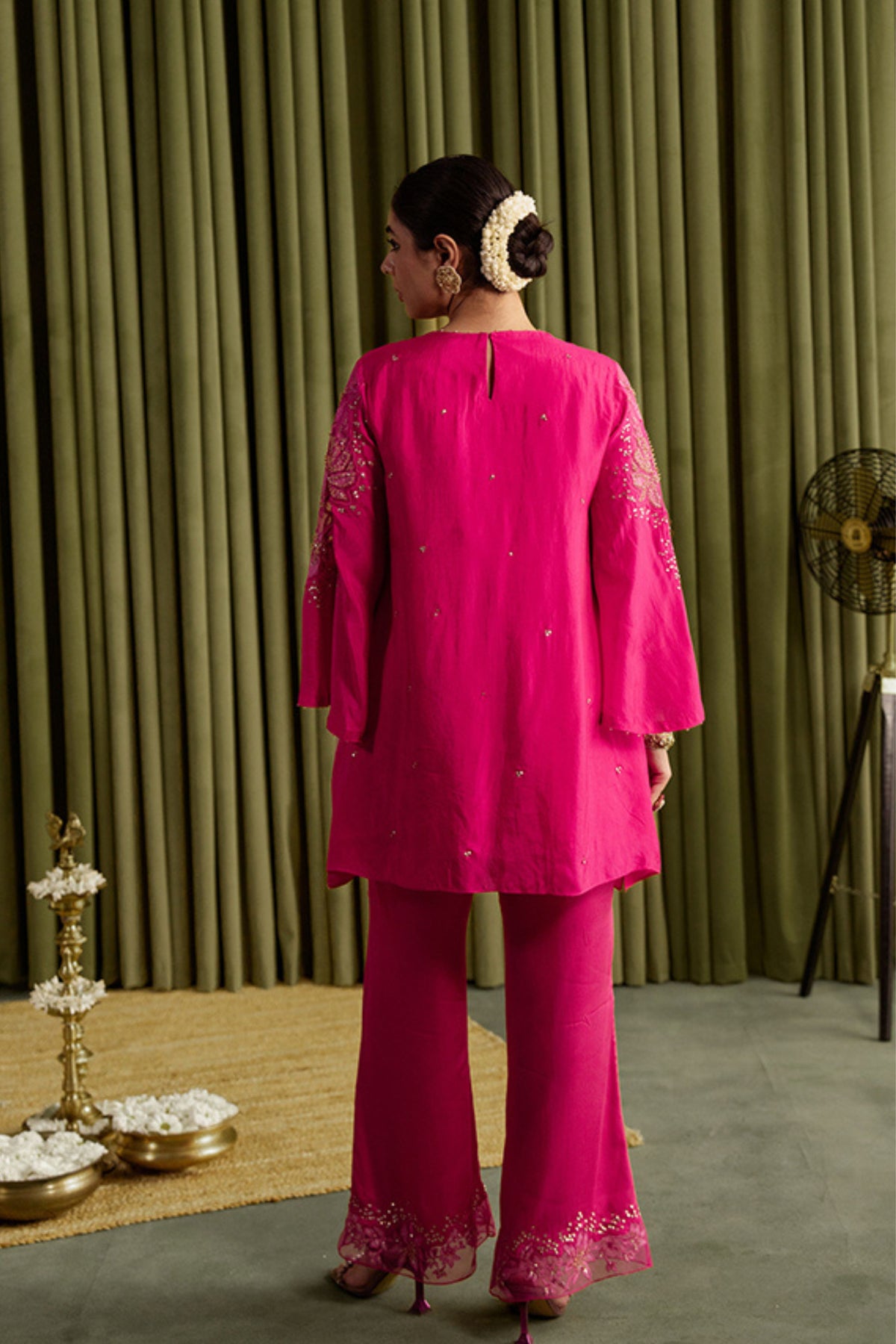 Hot Pink Embroidered Kurta
