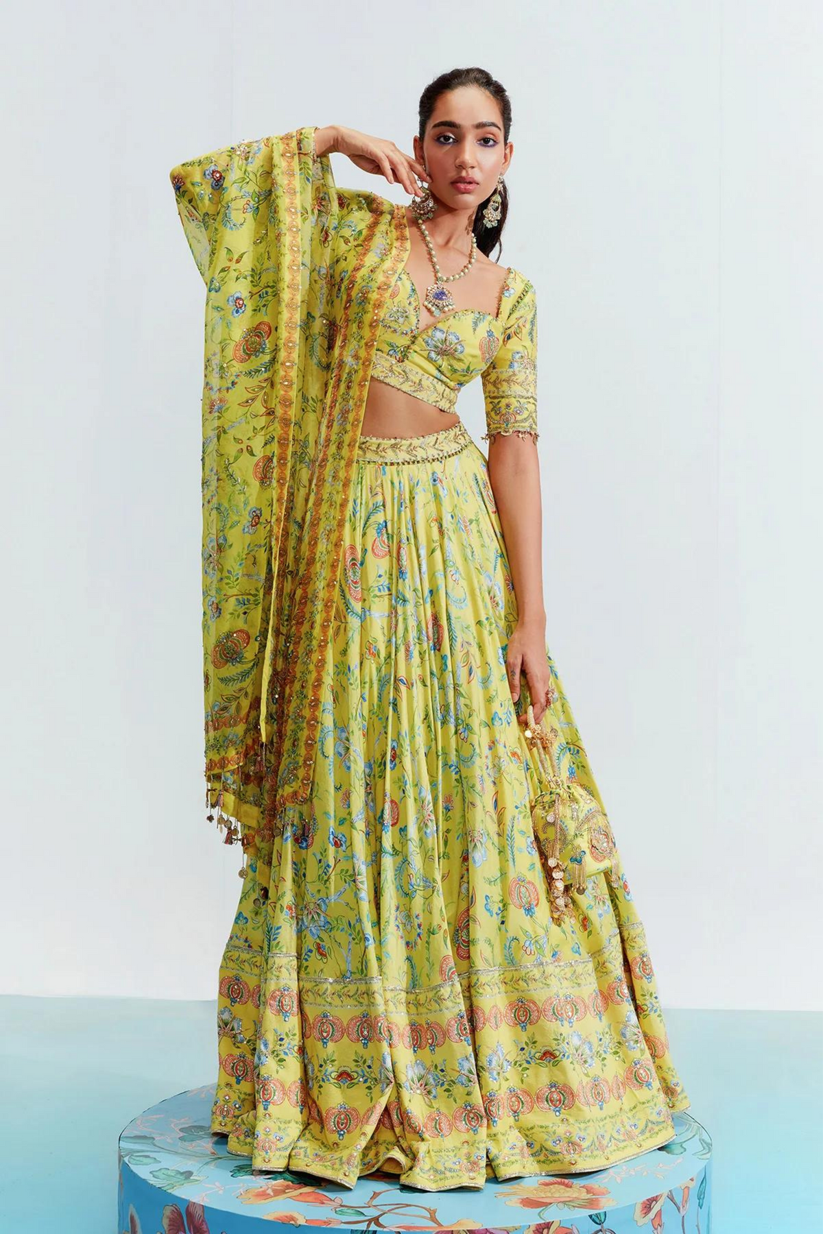Laila Yellow Embroidered Lehenga Set