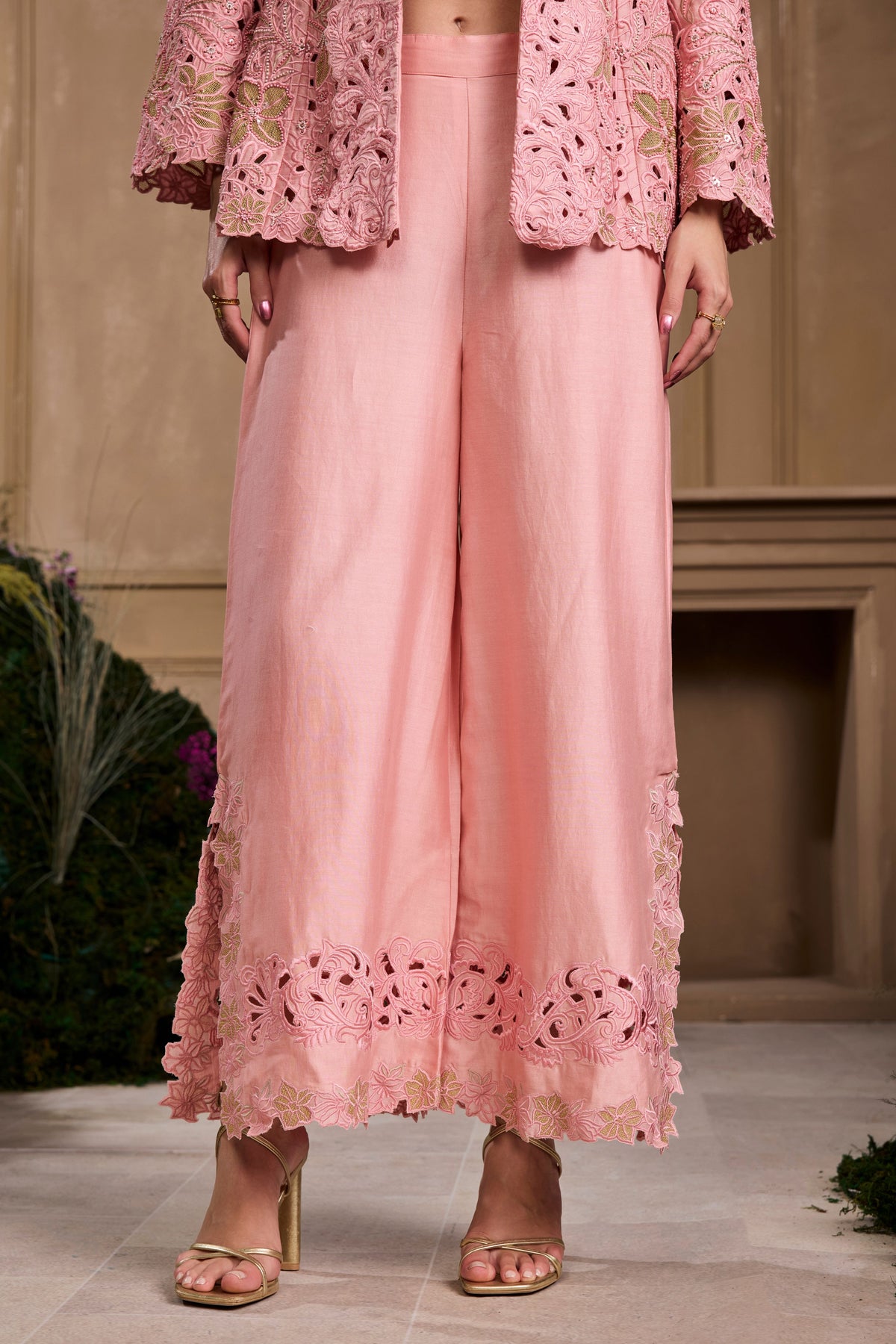 Rose Pink Cutwork Pant