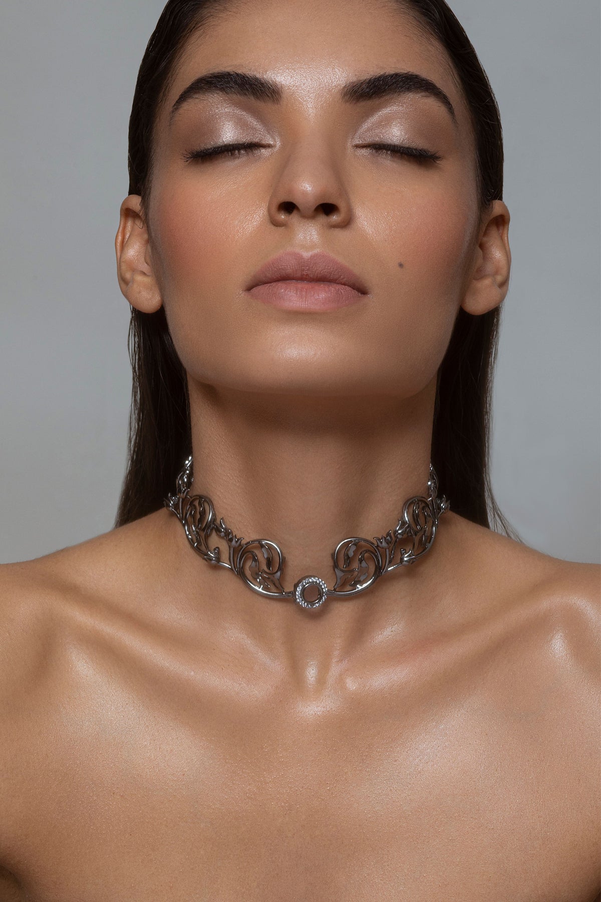 Gun metal persephone choker