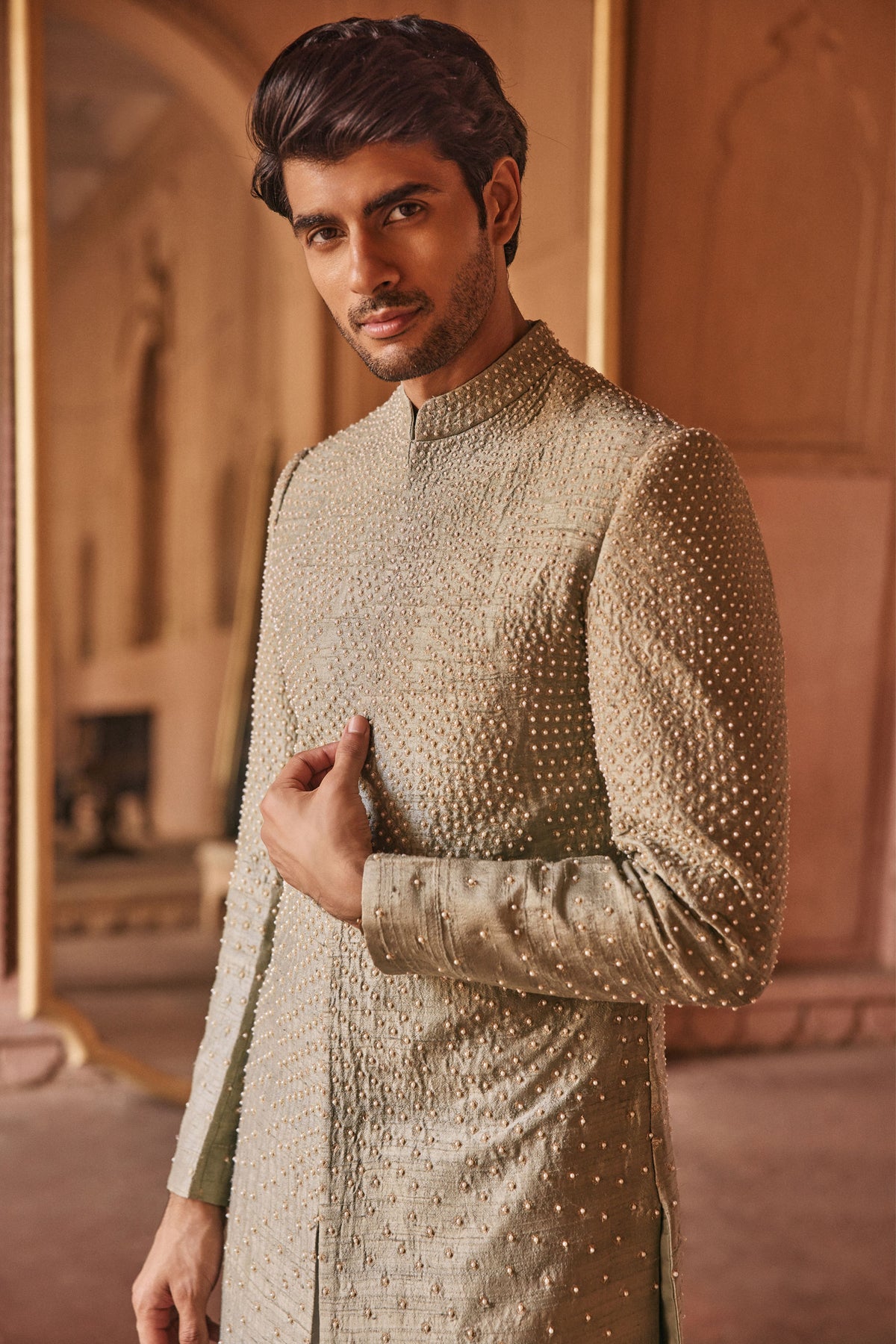 Sage Green Sherwani Set