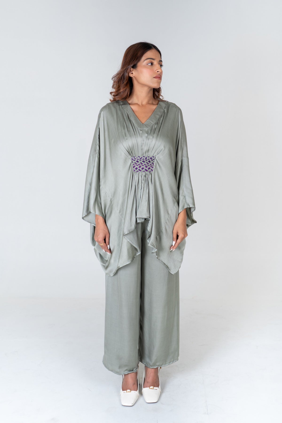 Green-purple Kaftan Co-rd Set