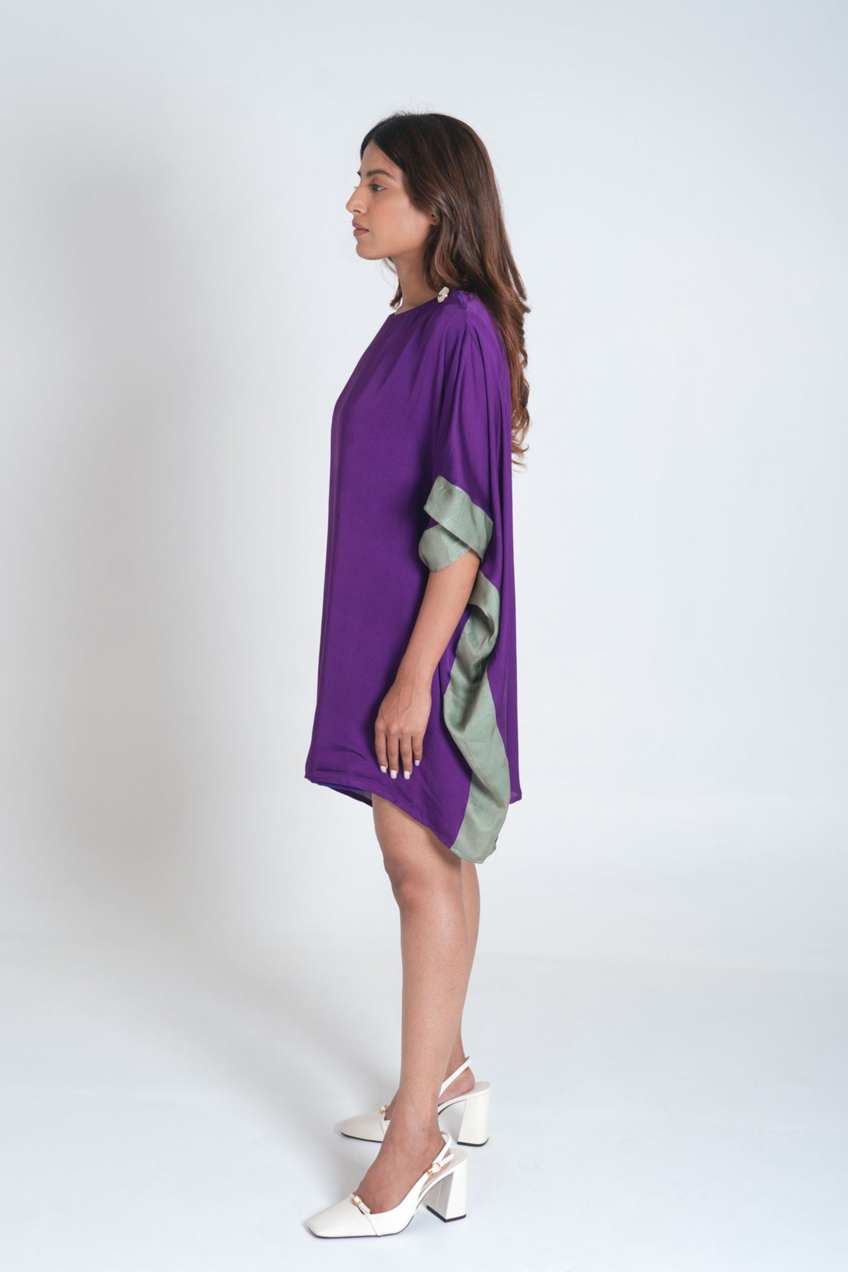 Purple- Green Short Kaftan Dress