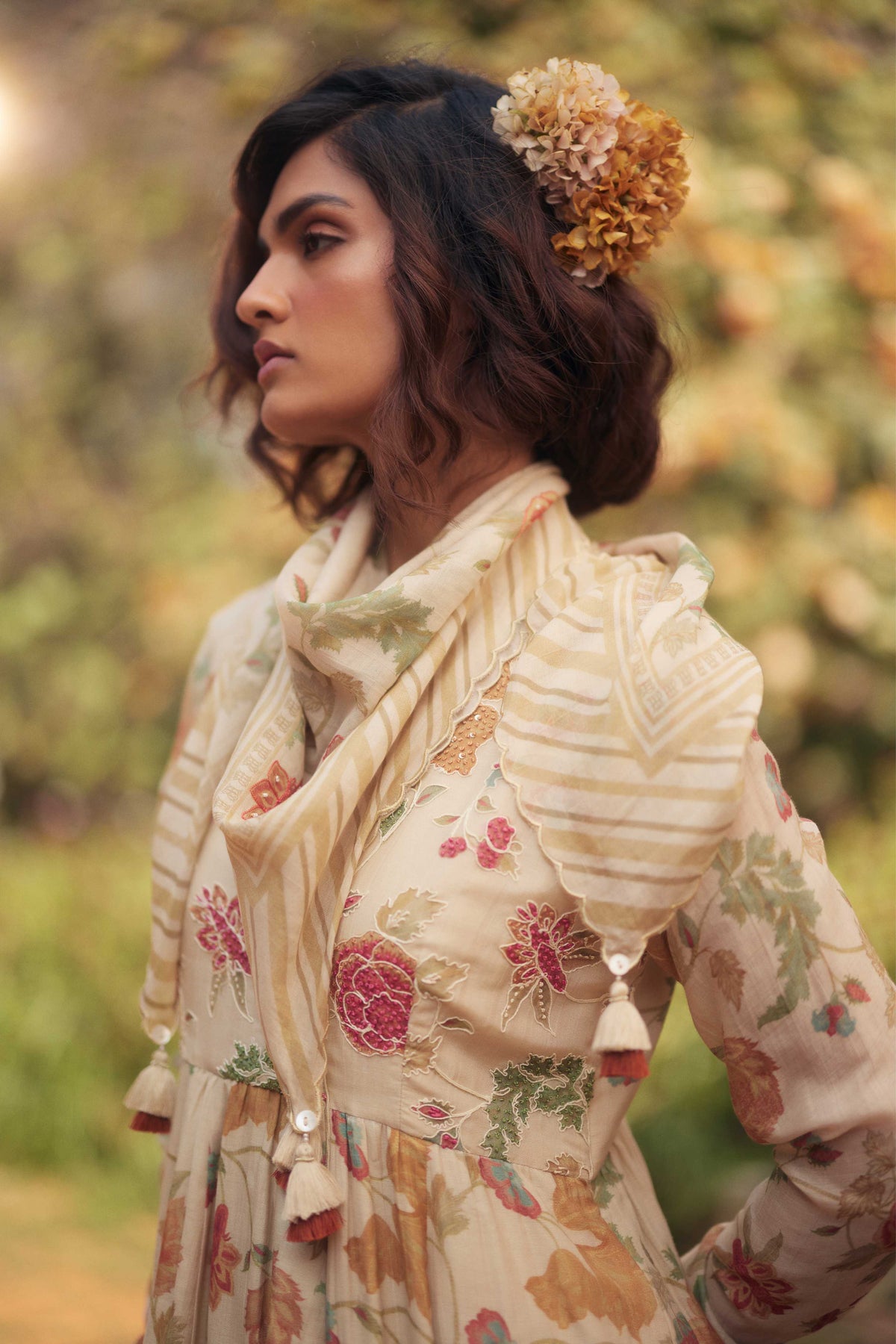 Ivory Embroidered Anarkali Set