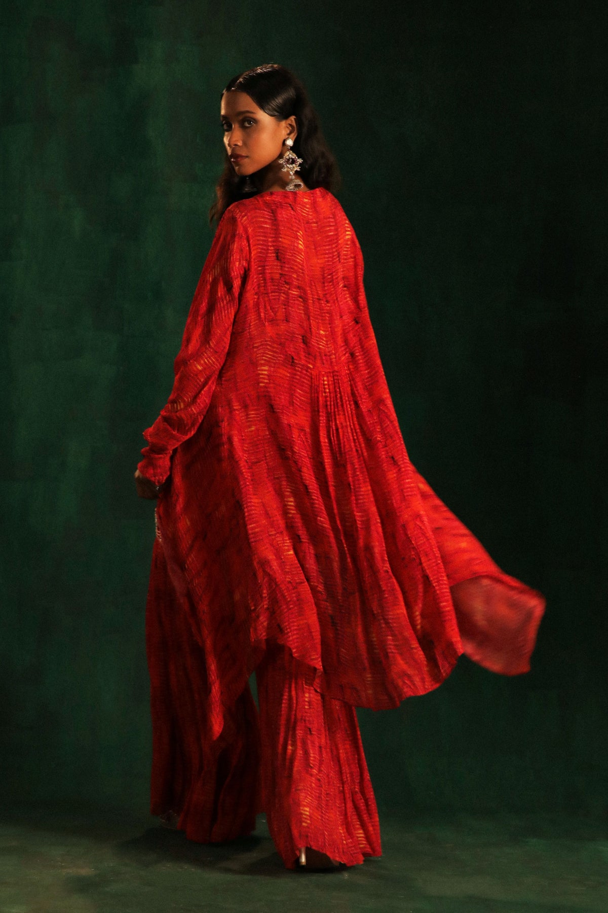 Red Yellow Kurta Sharara Set