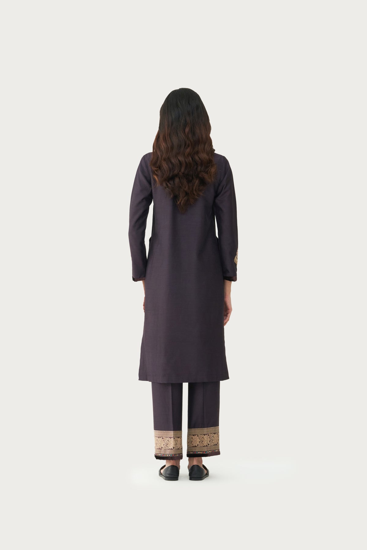 Calicut slate charcoal long kurta pant set