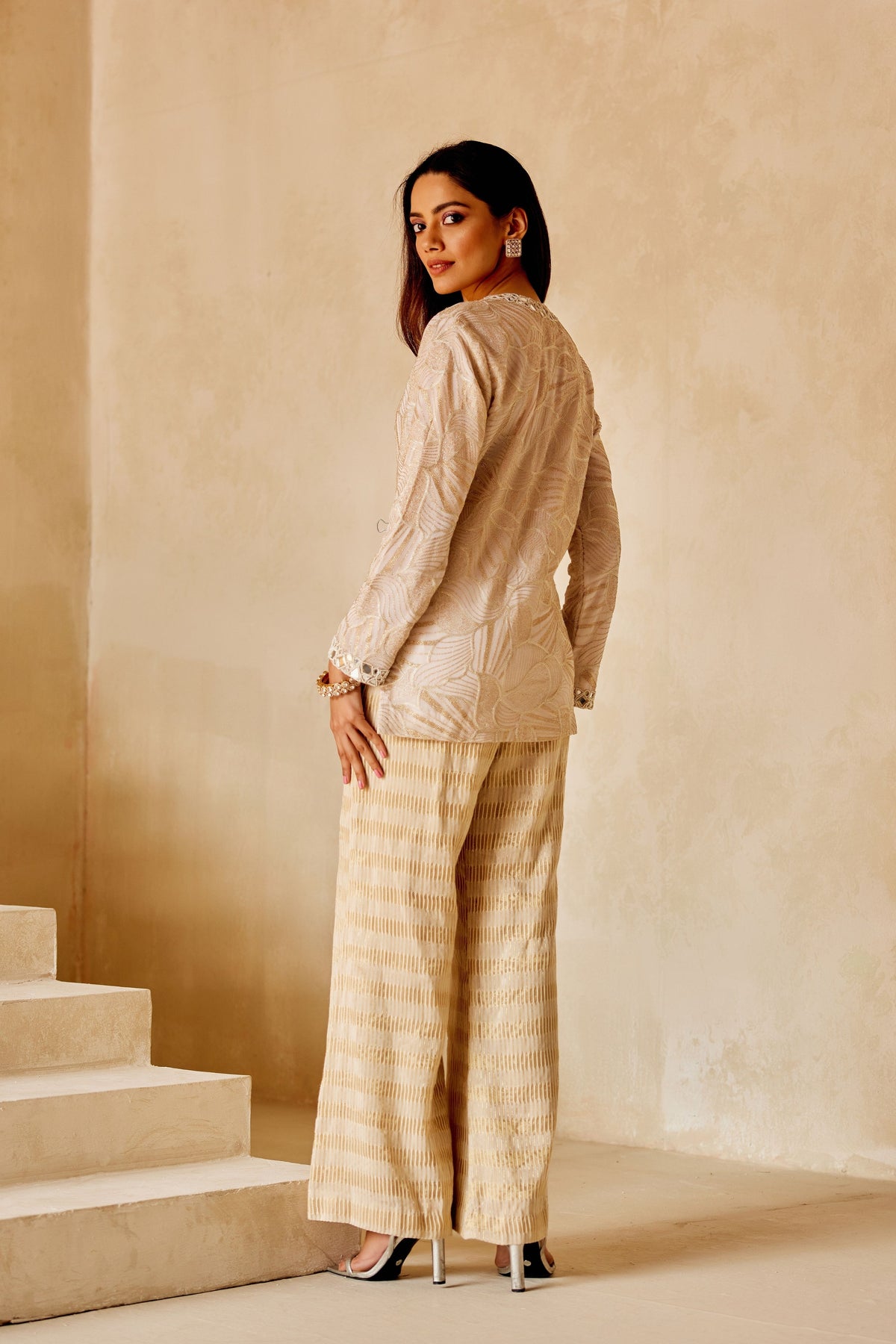 Ivory and Gold Tissue Pants