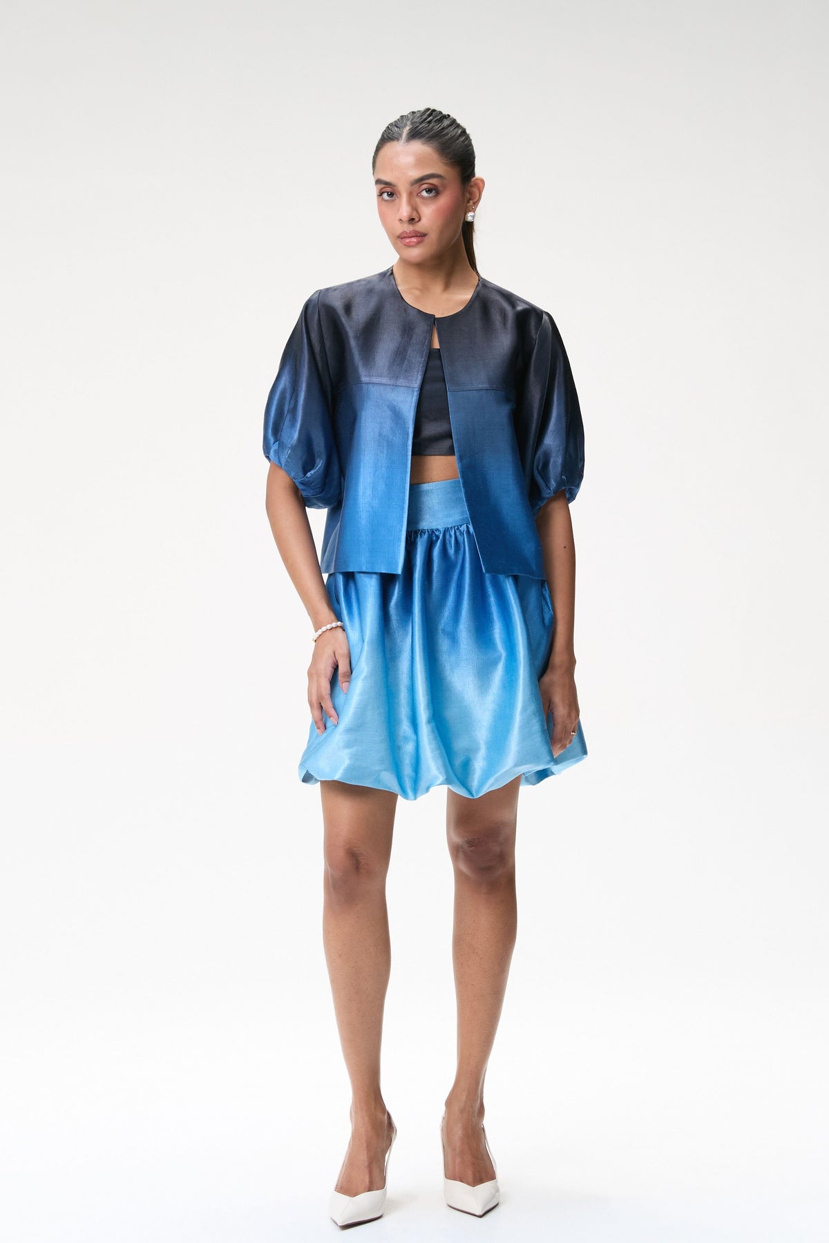 Blue Ombre Mini Bubble Skirt