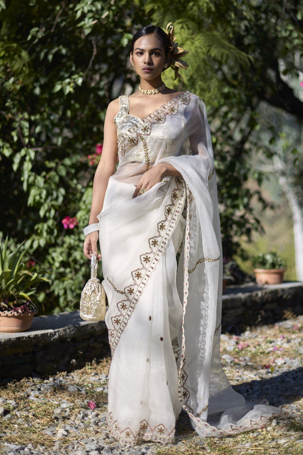 Mehafil Ivory Saree Set