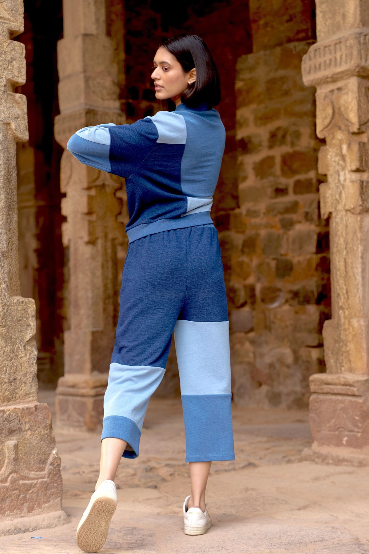 Indigo Blocked Zip Sweatshirt