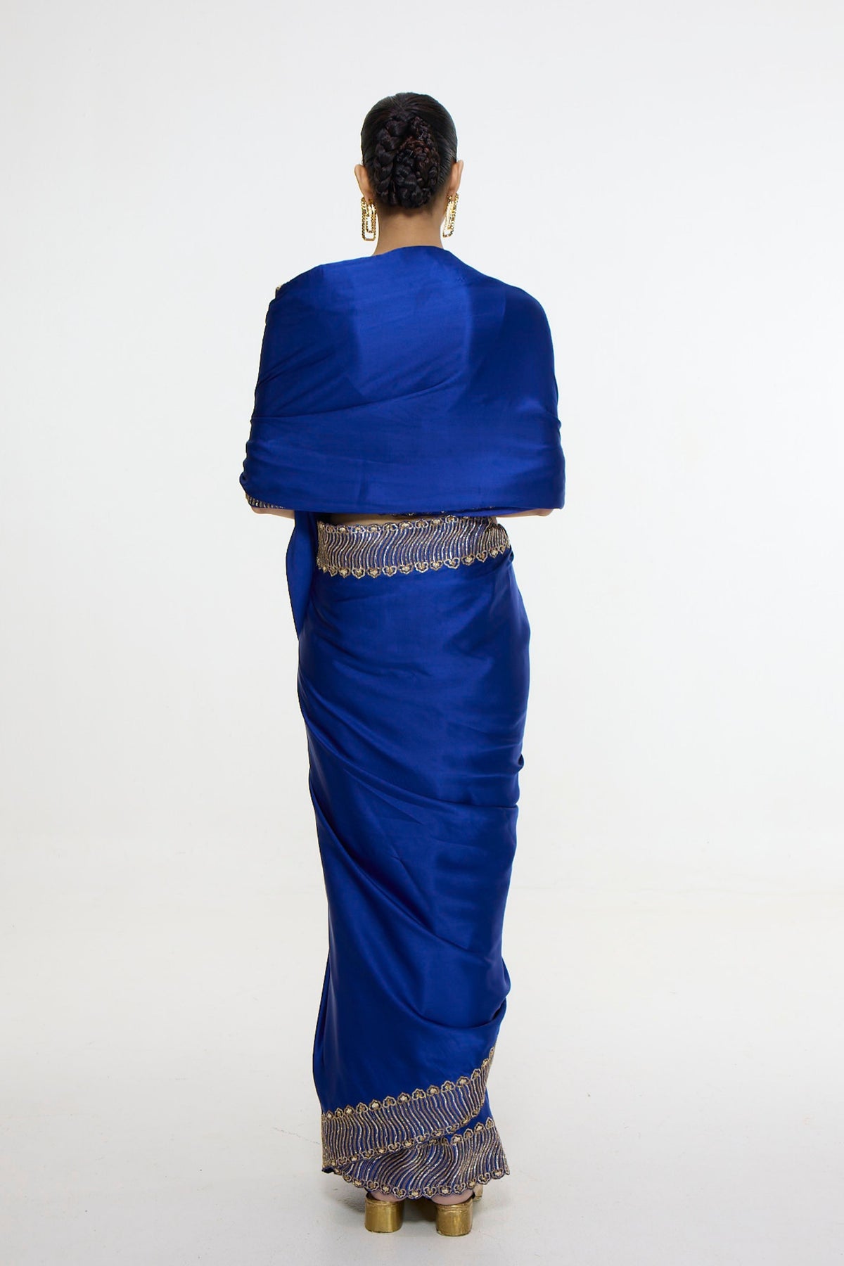 Marine Blue Mashroo Silk Saree