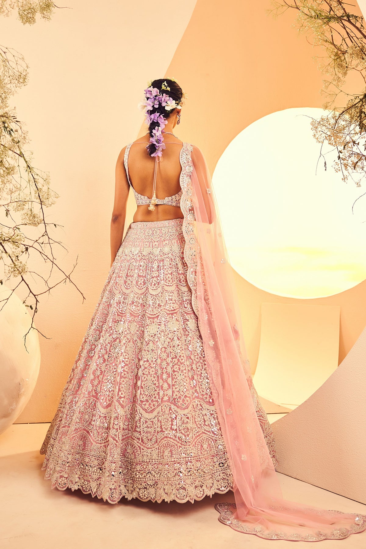 Carnation Pink Mirror Lehenga