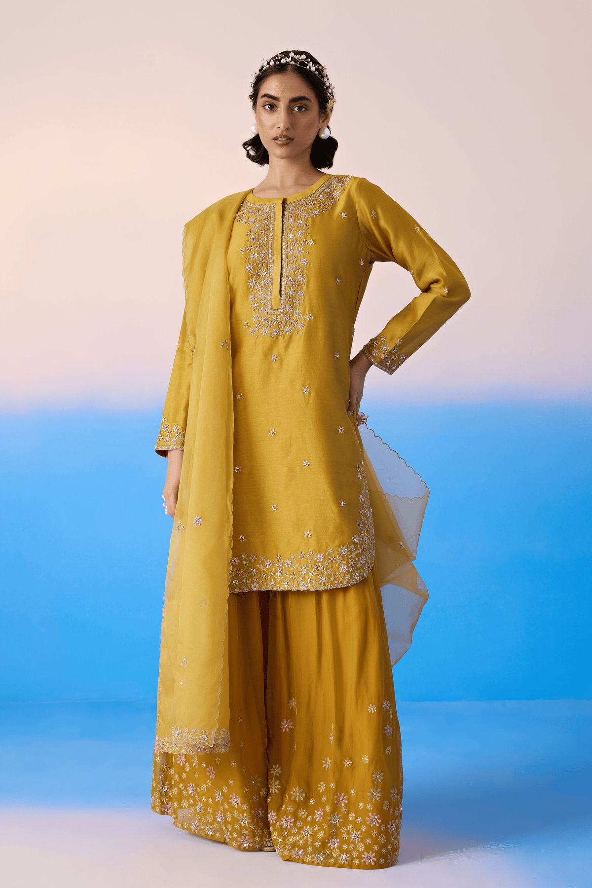 Mustard Sharara Set