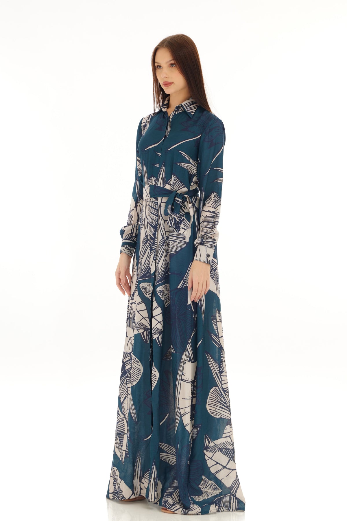 Blue and White Shirt Dress