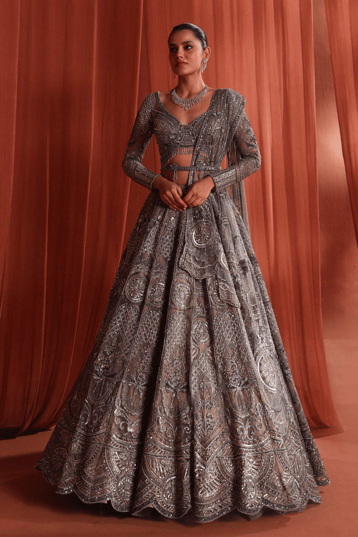 Blooming Geometry Lehenga