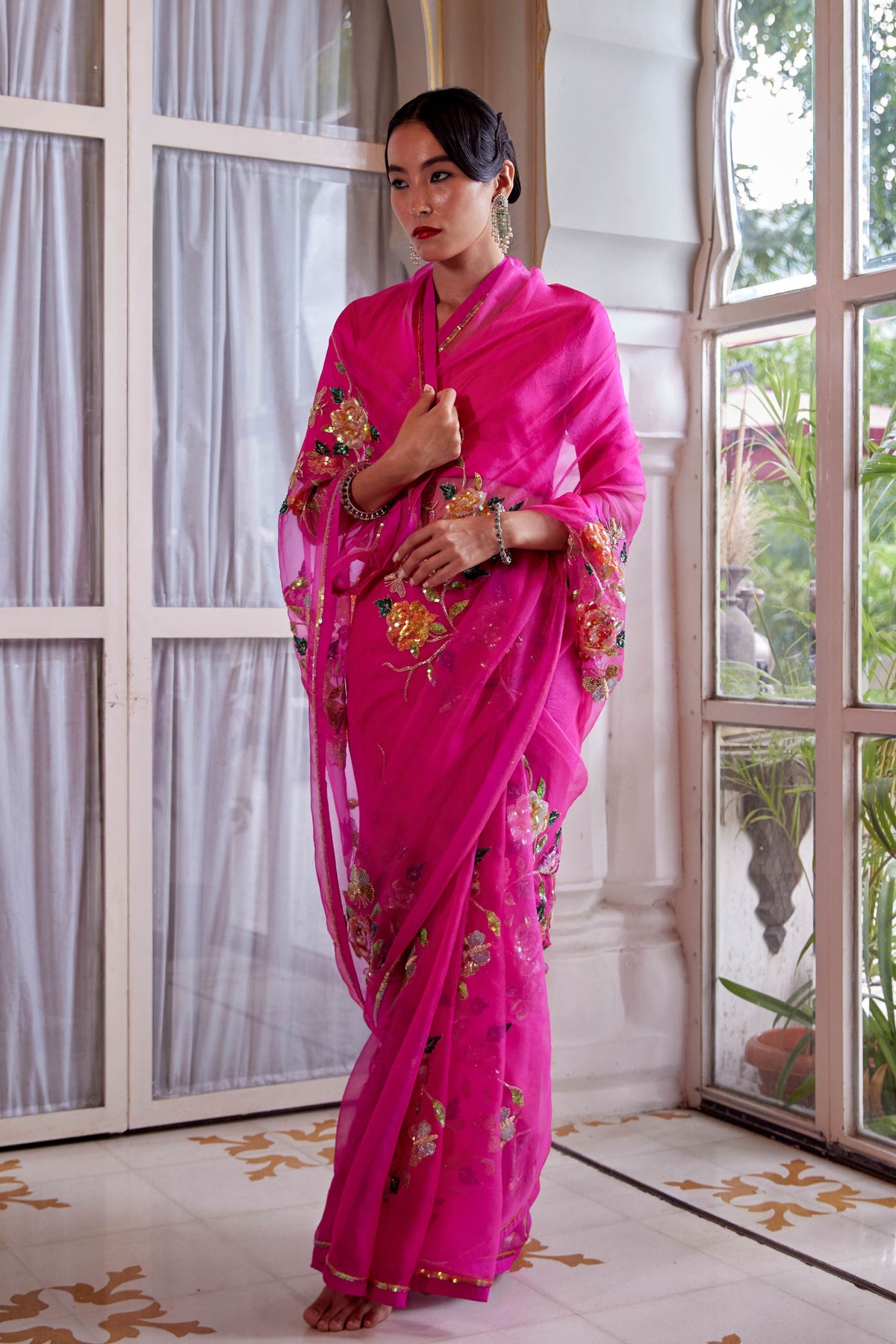 Raziya Hot Pink Saree