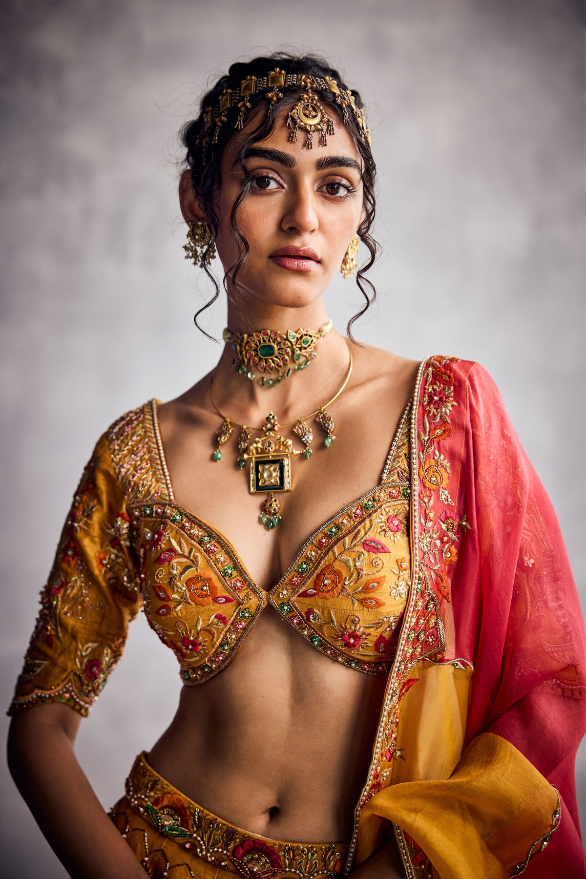 Marigold Embroidered Lehenga Set