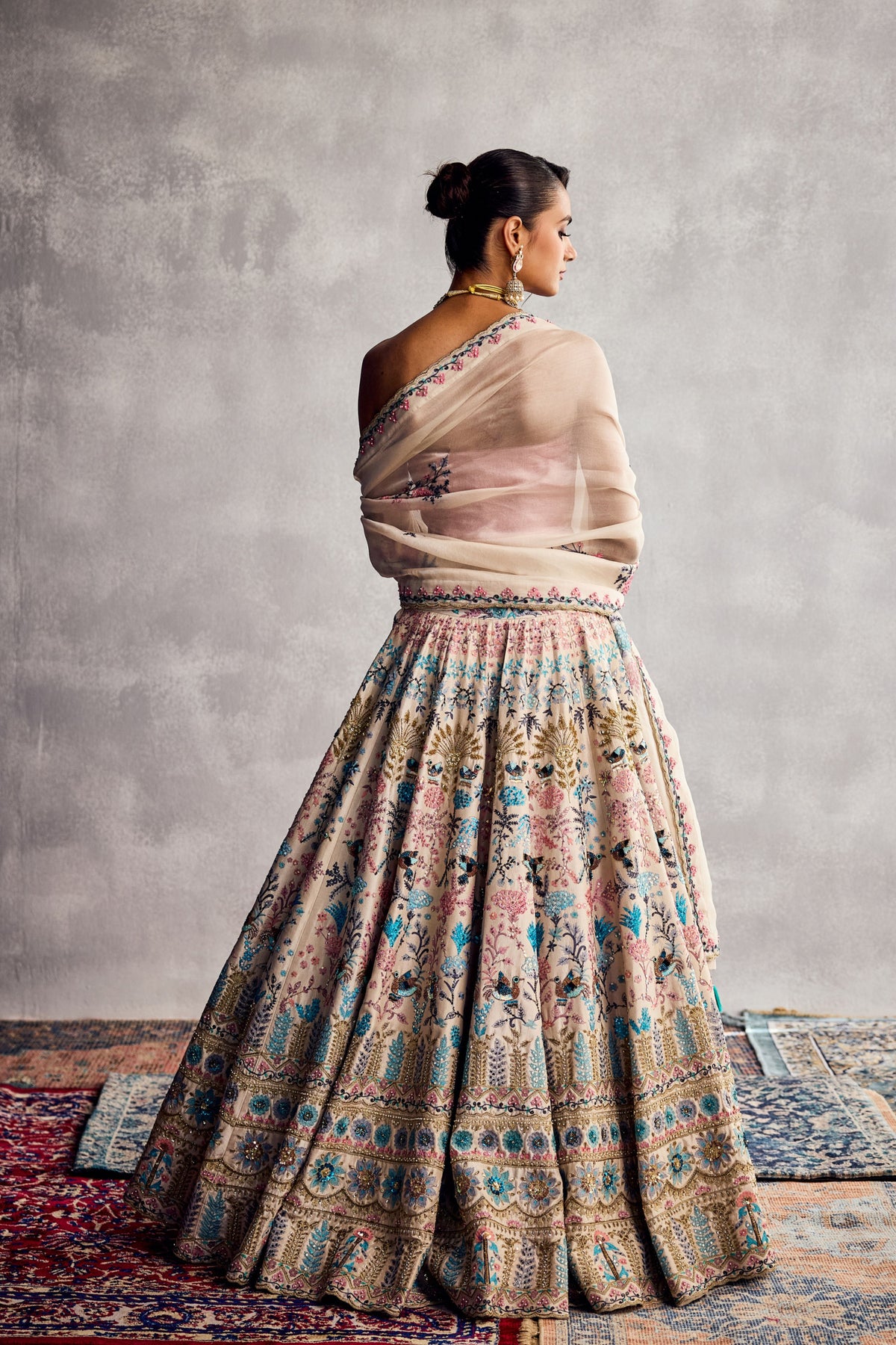 Ivory and Pink Lehenga Set