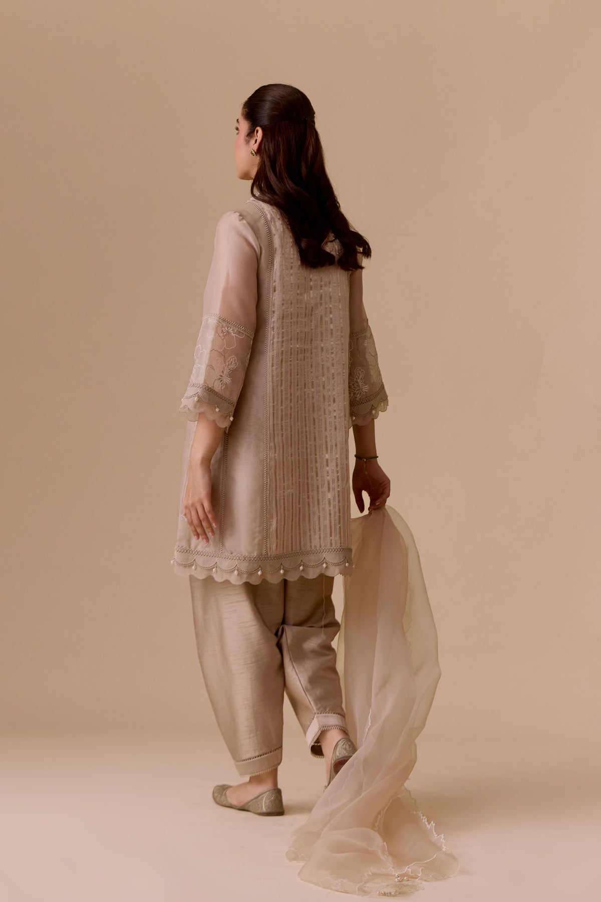 Farida Beige Kurta Set