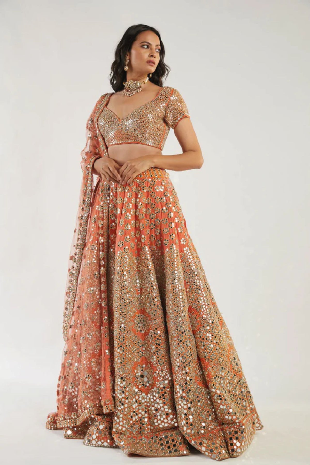 Orange lehenga set