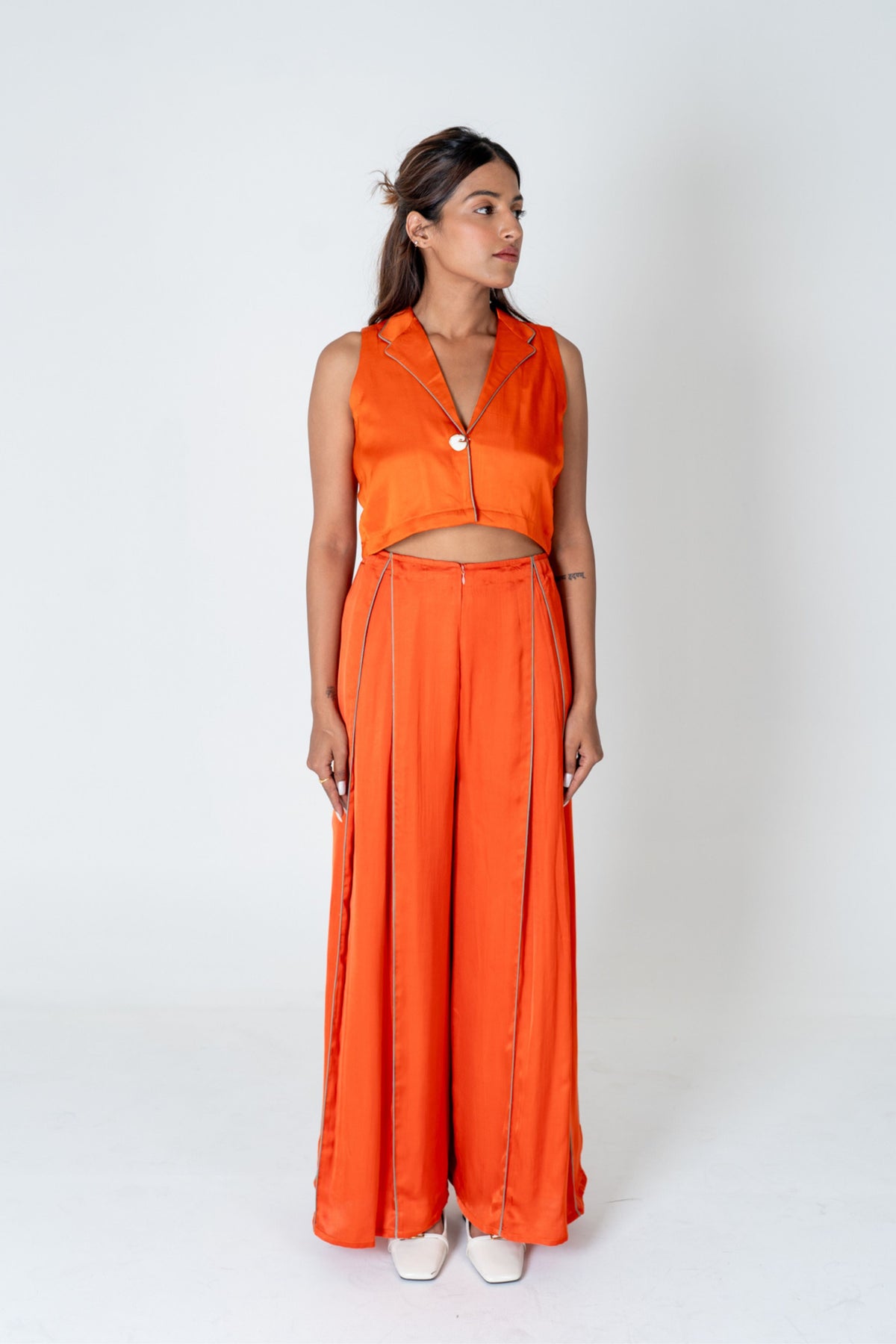 Orange Sleeveless Waistcoat Co-ord Set