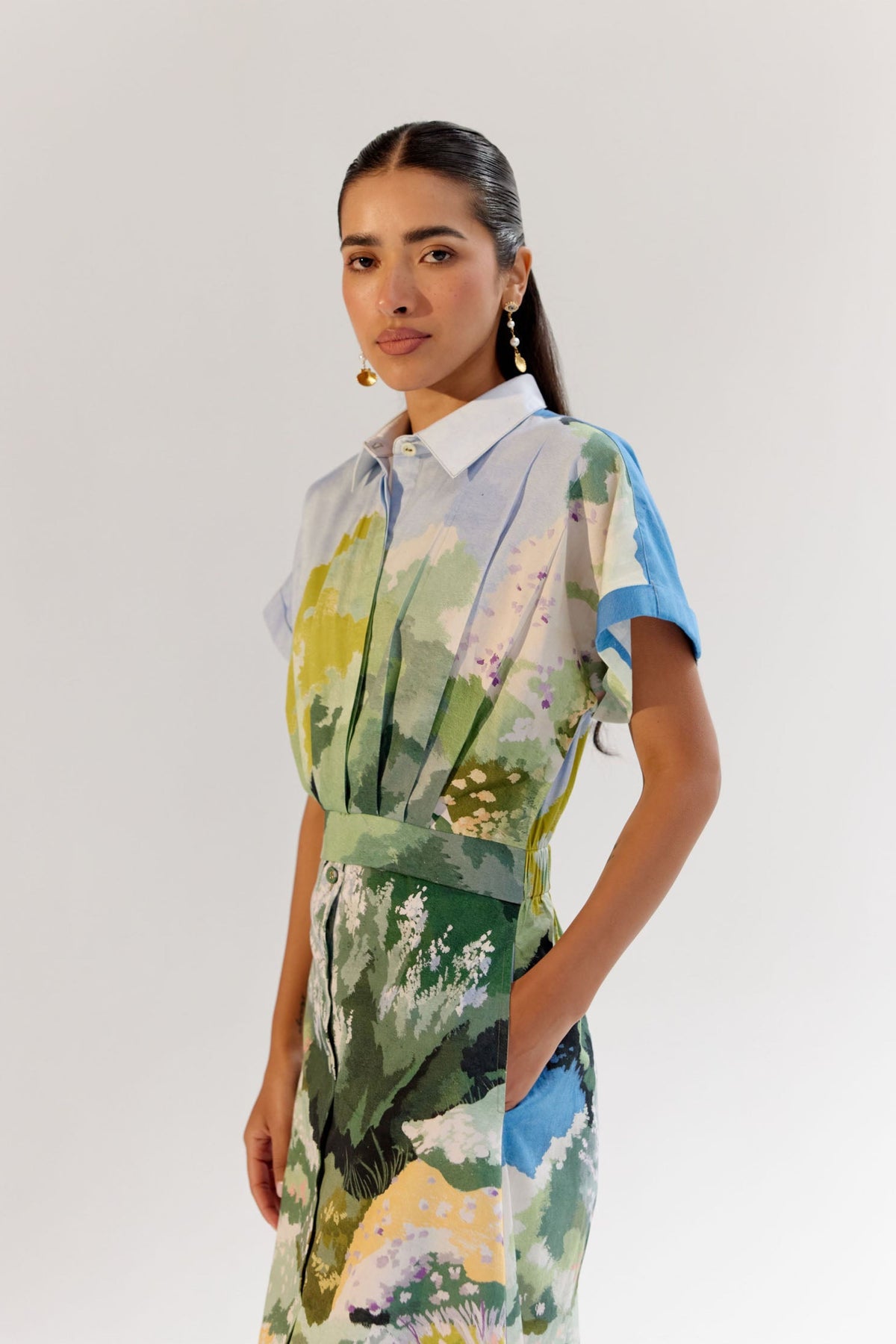 Forest Coral Midi Dress
