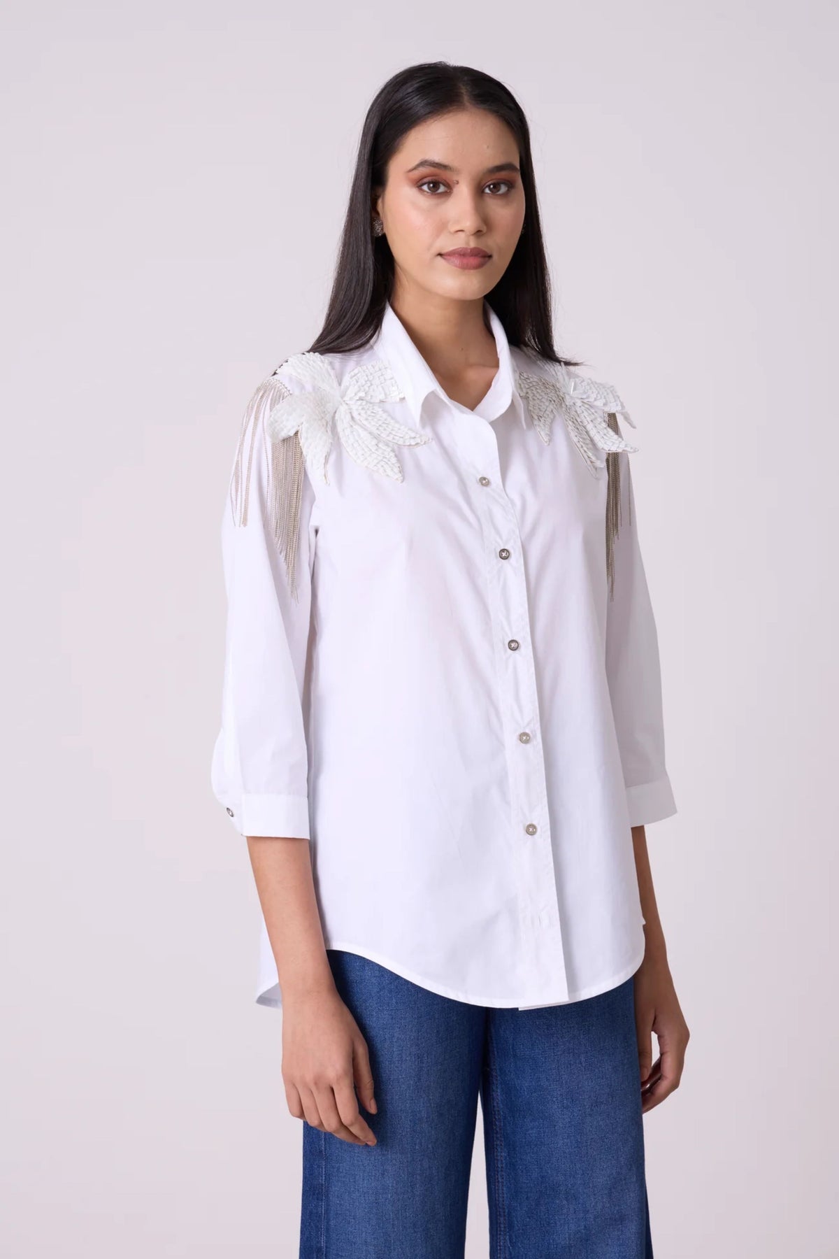 Jules Applique Bright White Shirt