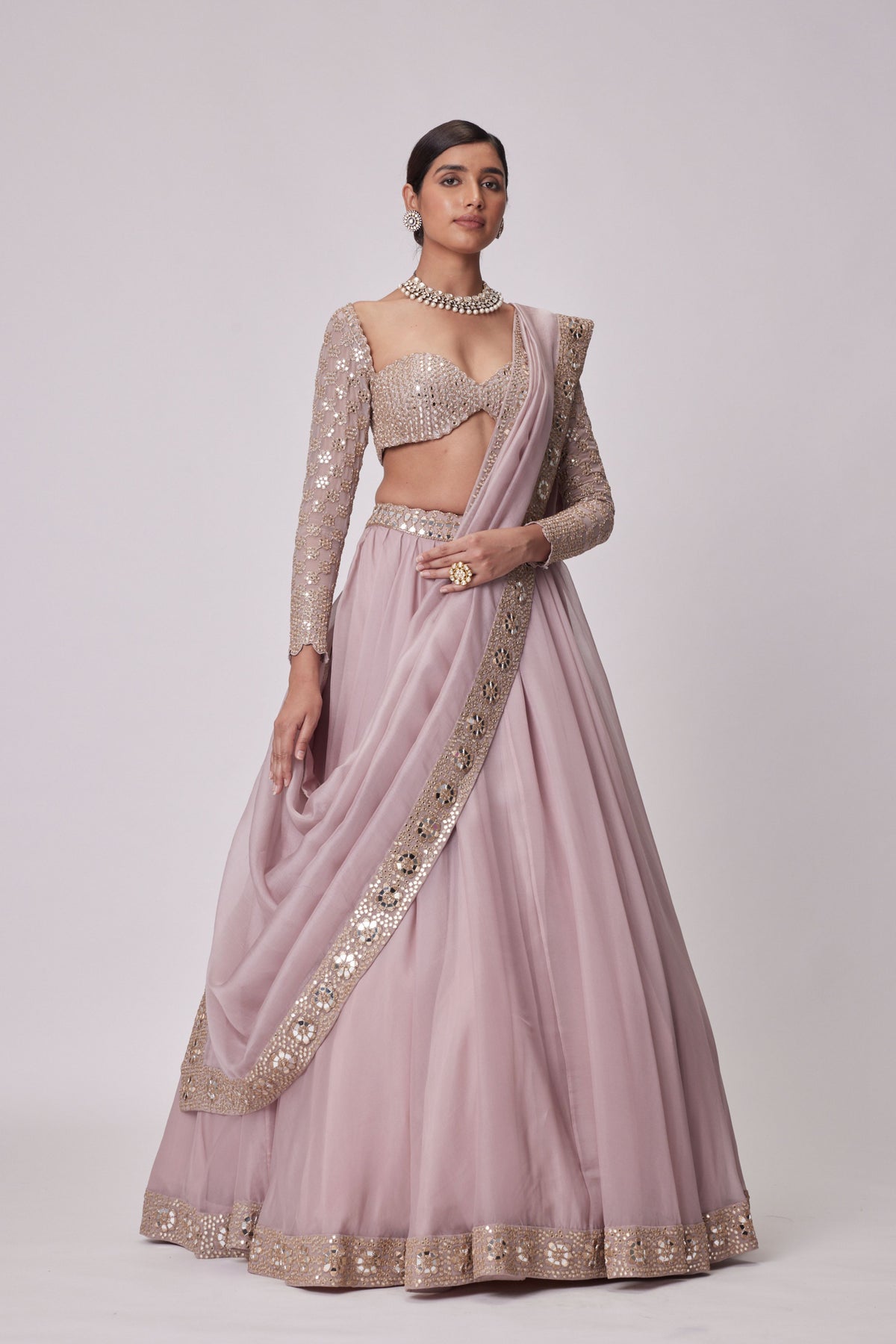 Ash Pink Lehenga Set