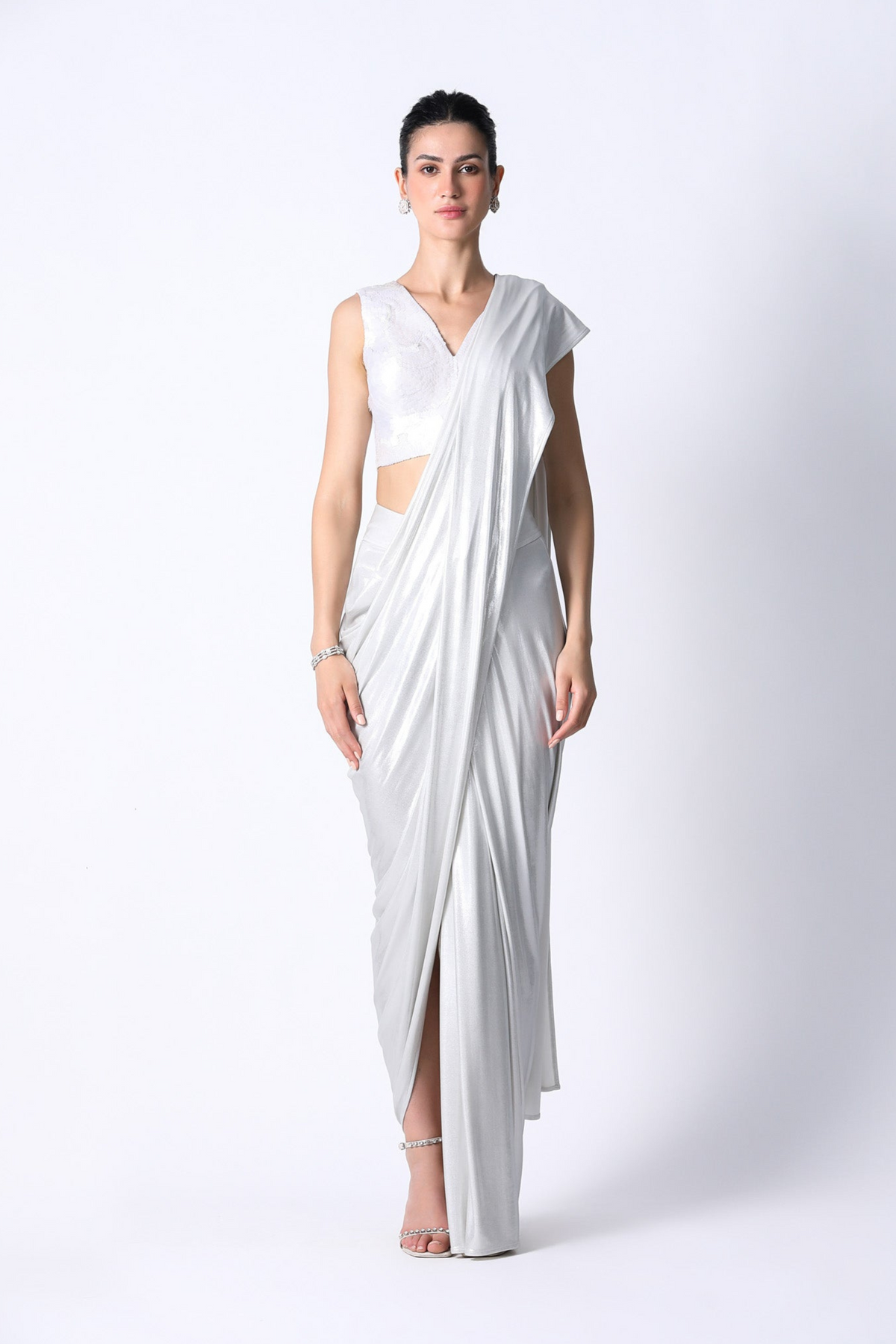 Aps Blouse With Waterfall Sari