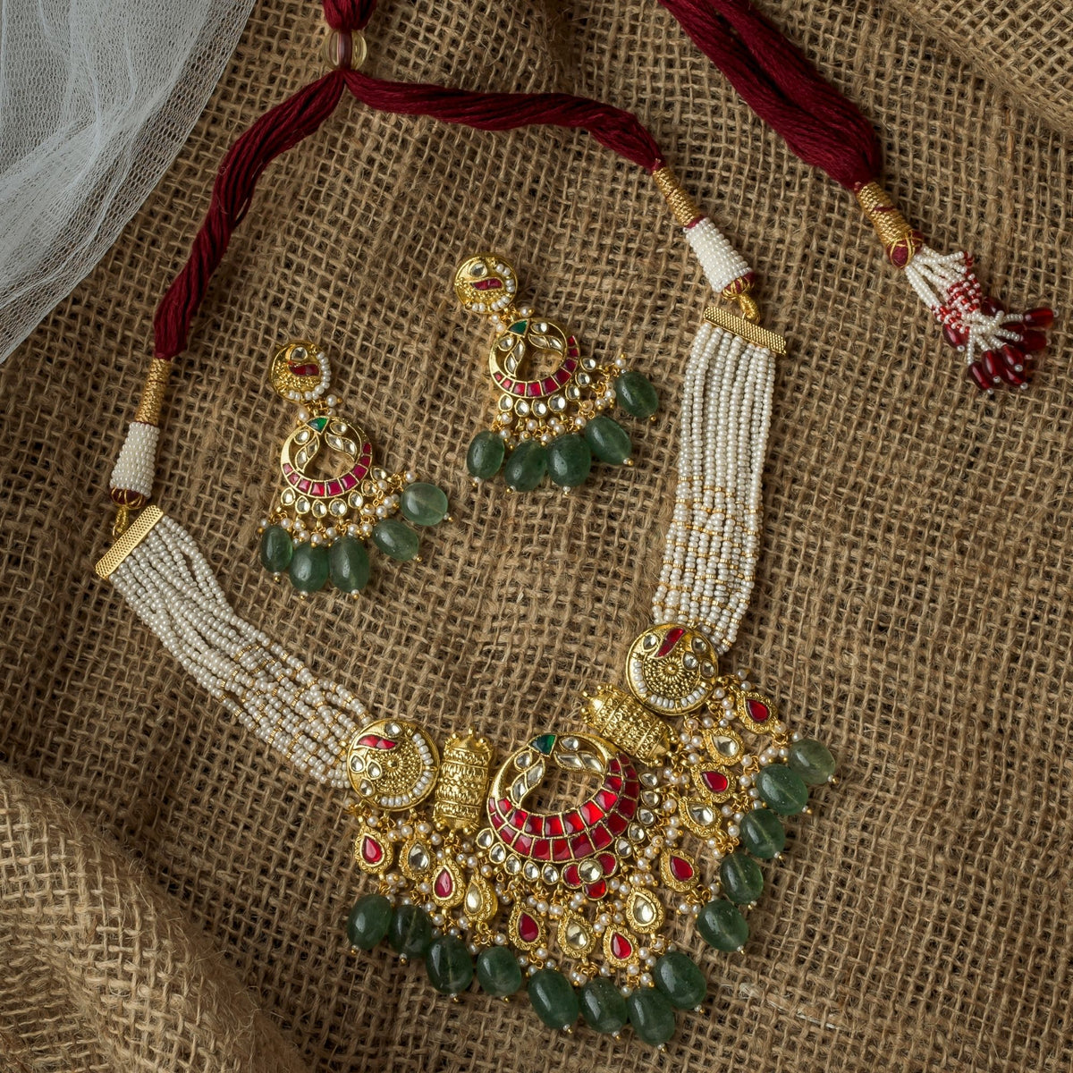 Green Kundan Polki Set