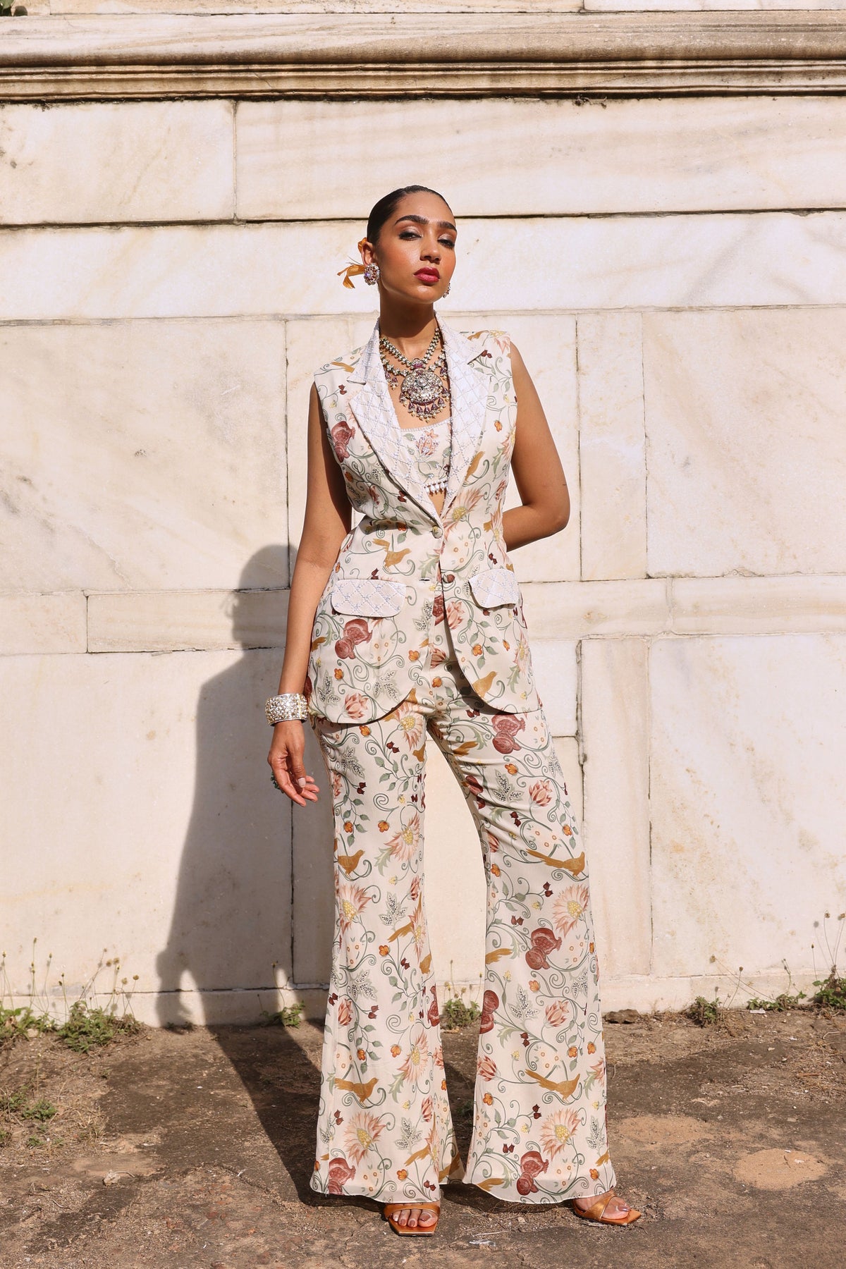 Tishya Co-ordinated Set in Ivory