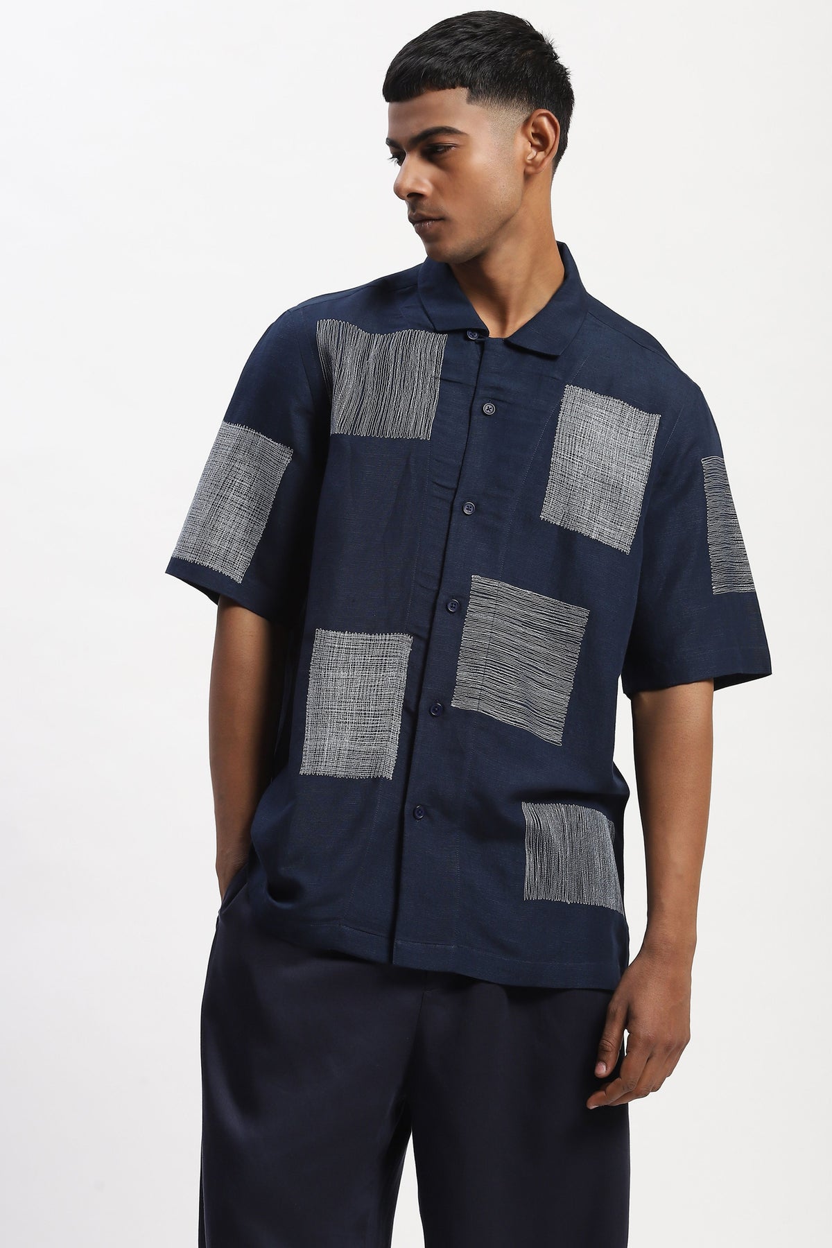 Embroidered Scribble Blocks Shirt