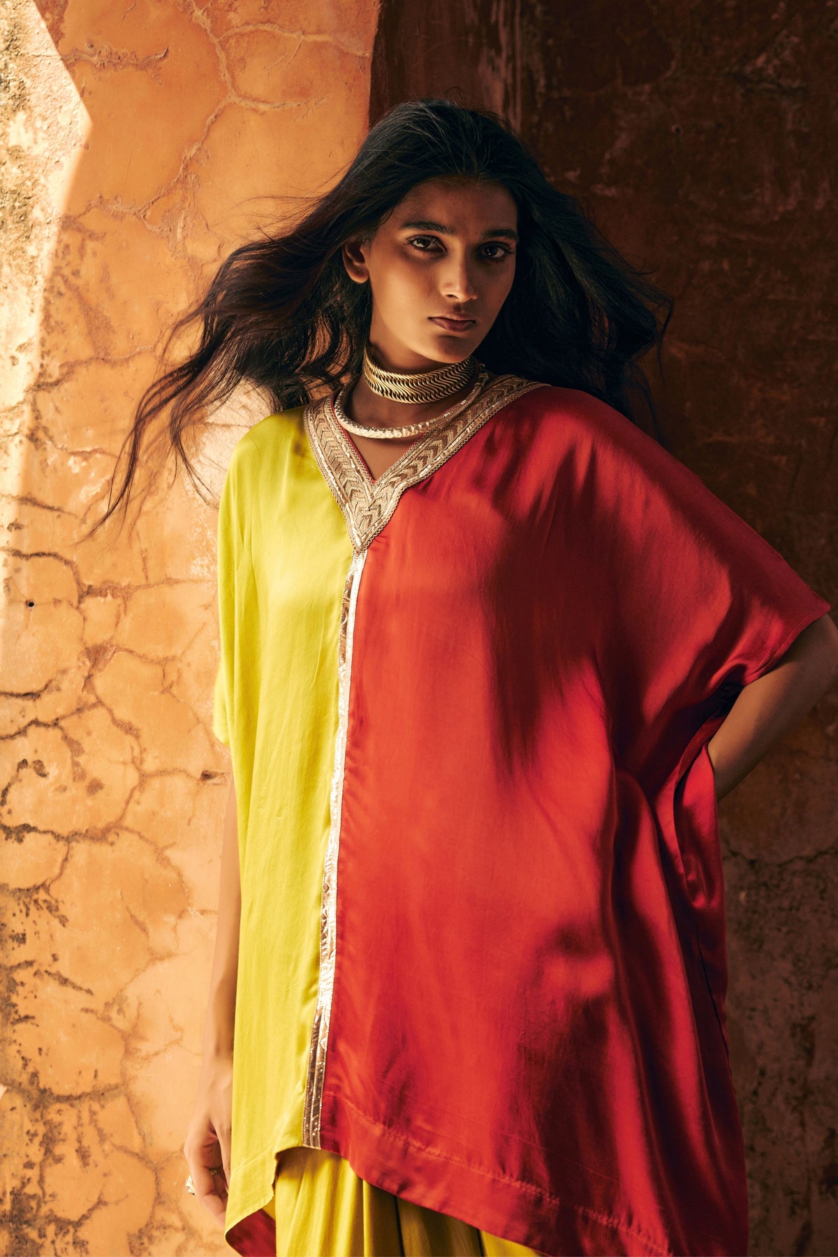 Half-and-half Kaftan Skirt Set