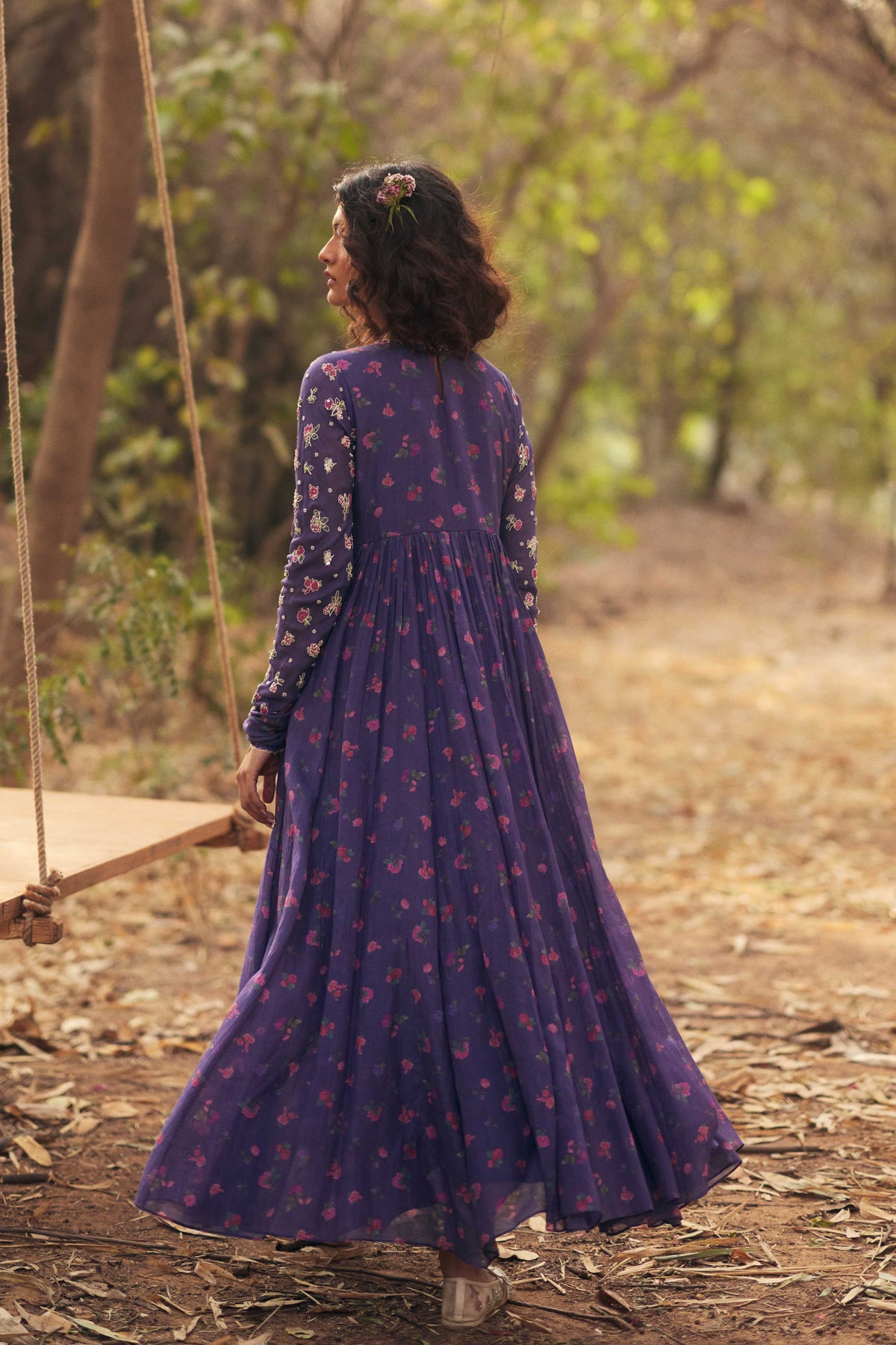 Grape Jelly Embroidered Anarkali Set