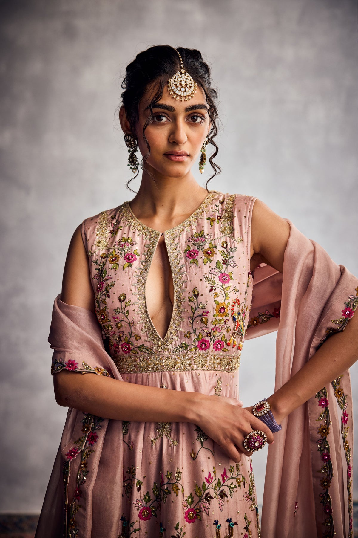 Peach Beige Anarakali Set