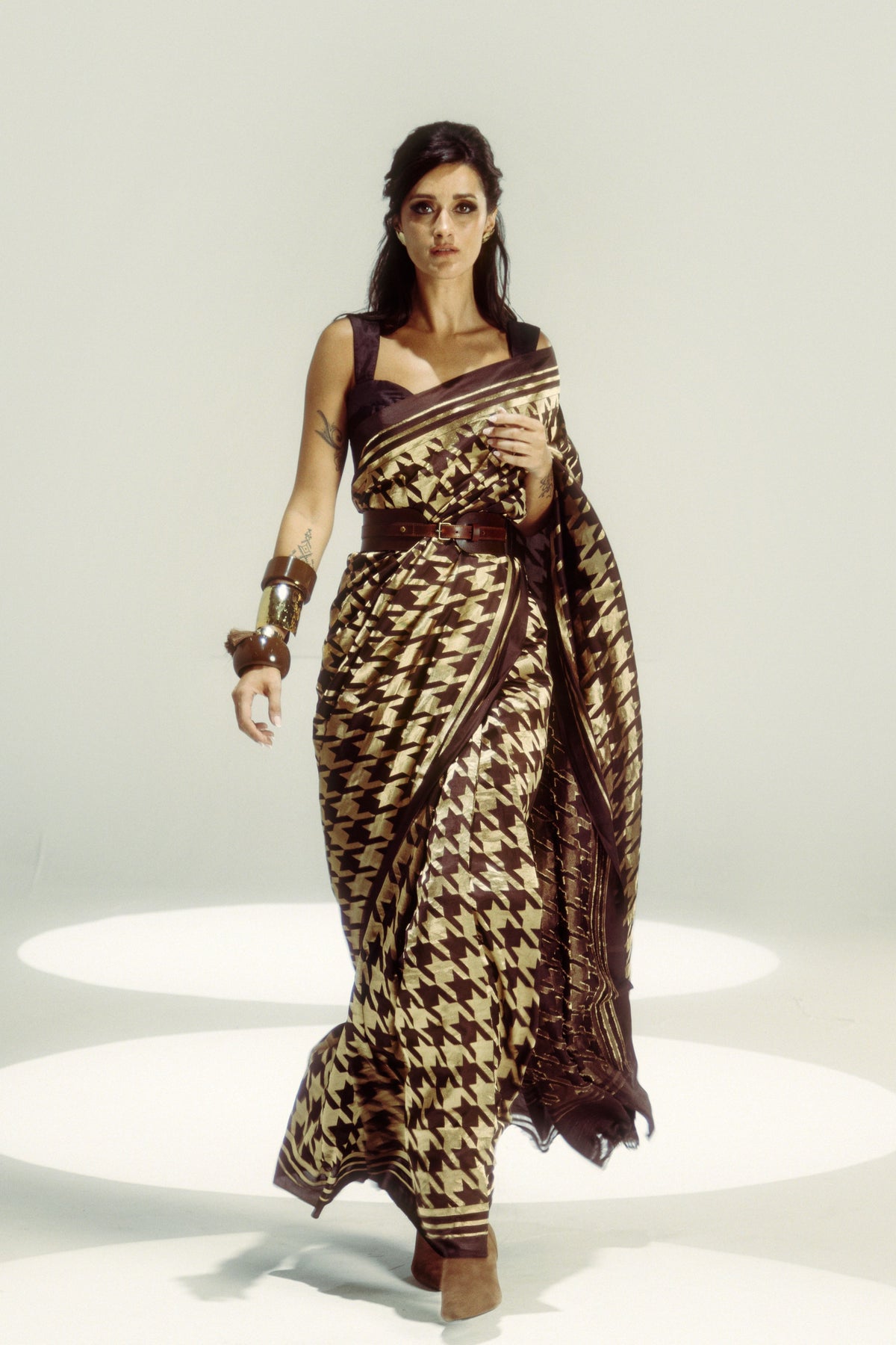 Espresso and Gold Gerum Saree