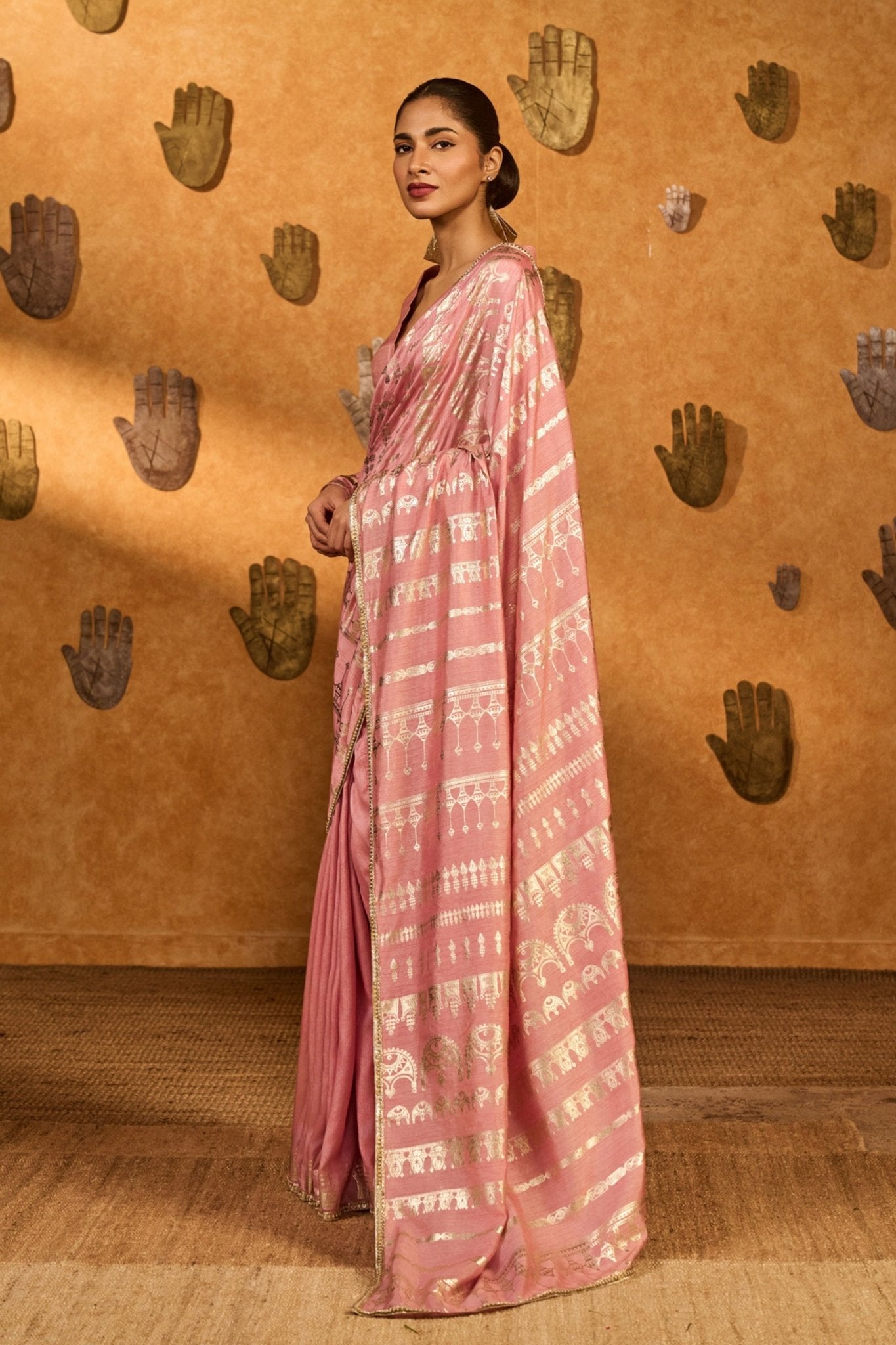 Champagne Midas Touch Saree - Masaba - Elahe