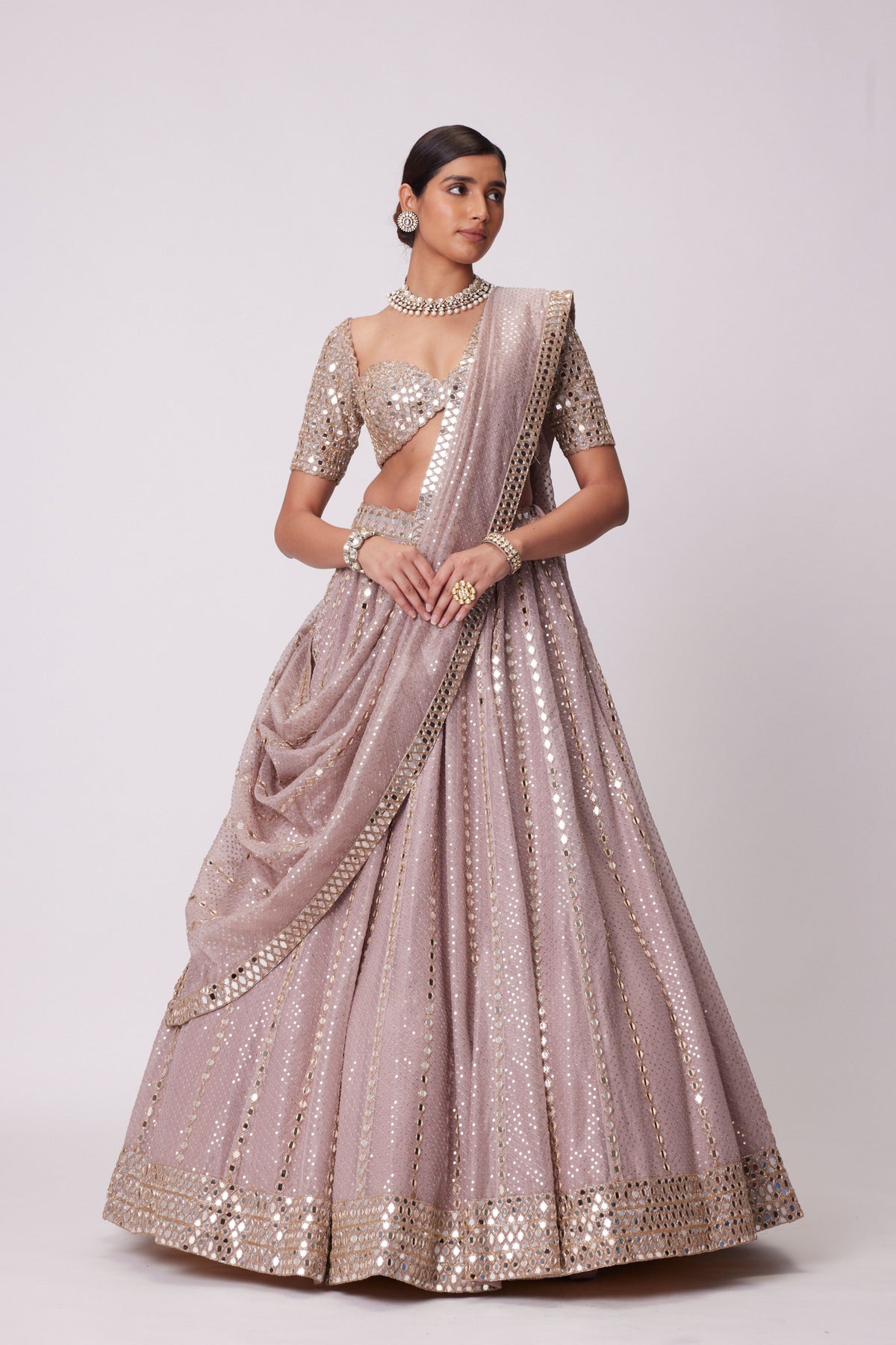 Ash Pink Lehenga Set